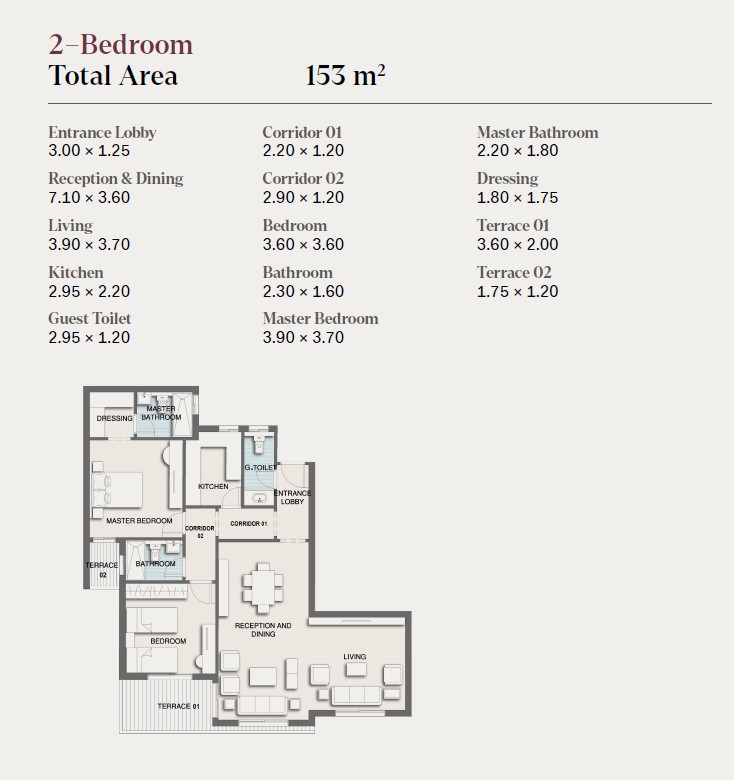 Floor plan for apartment at Selection - Telal East