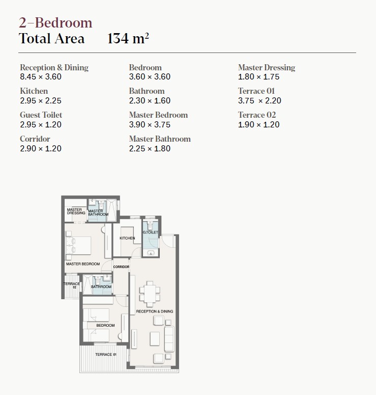 Floor plan for apartment at Selection - Telal East