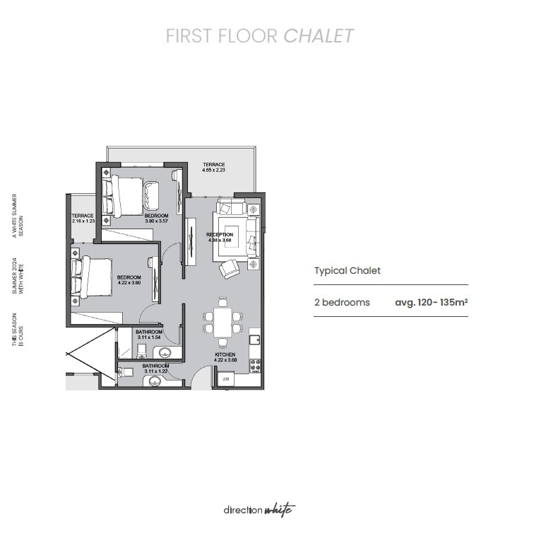 Floor plan for chalet at Direction White