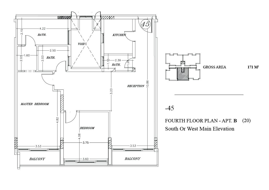 Floor plan for apartment at The Waterway - New Cairo