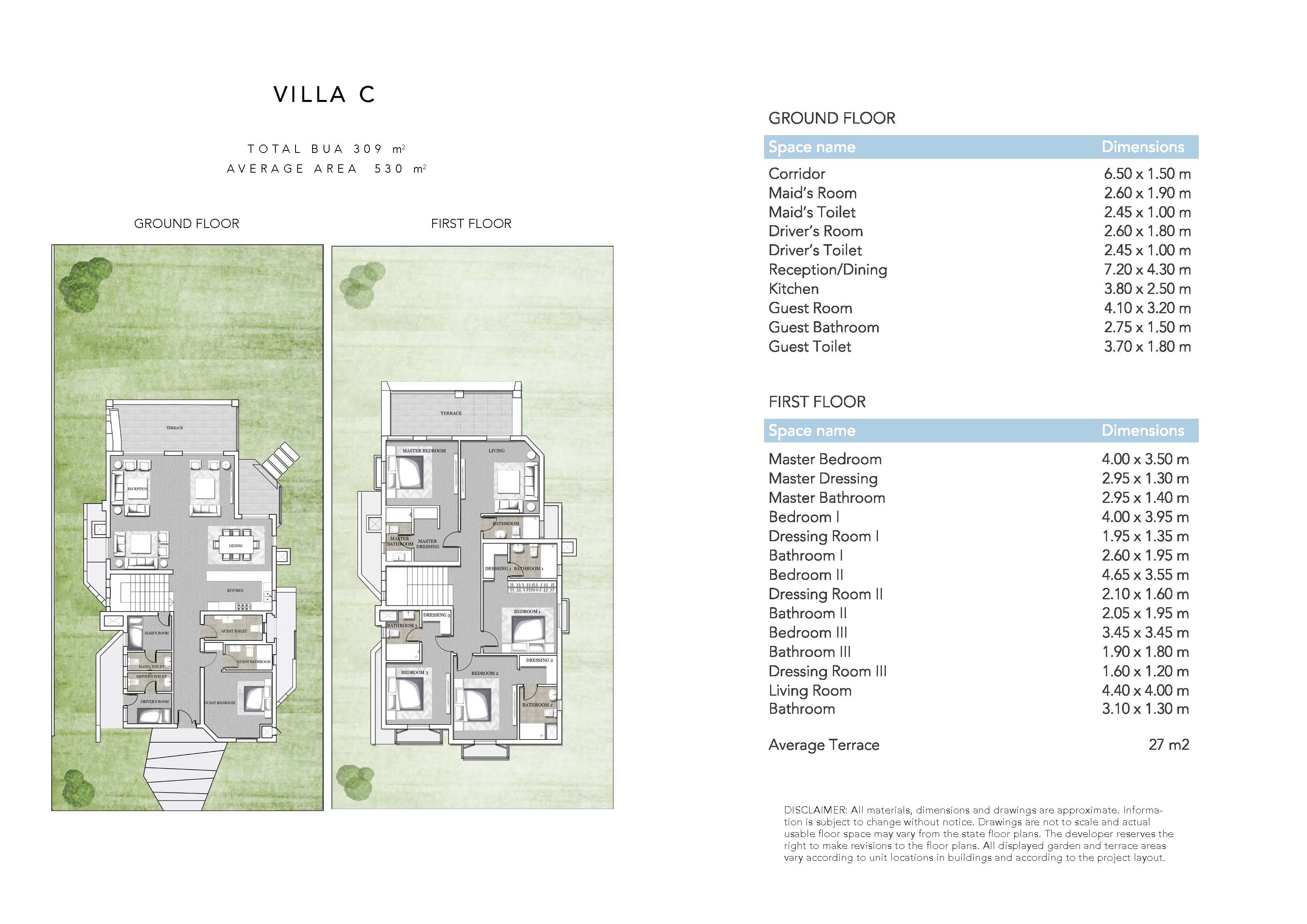 Floor plan for villa at Jefaira