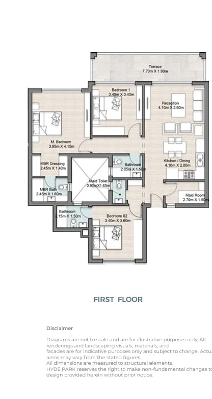 Floor plan for apartment at Hyde Park North - Seashore