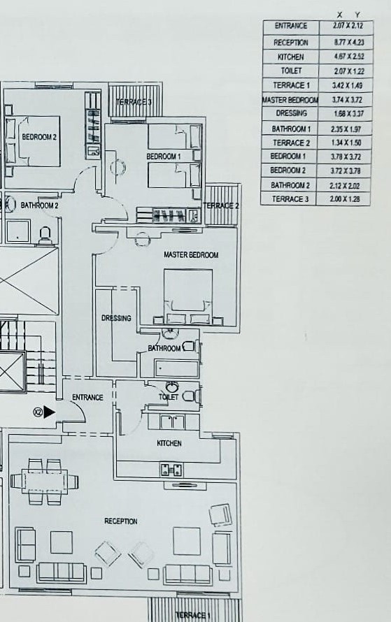 Floor plan for apartment at Sarai