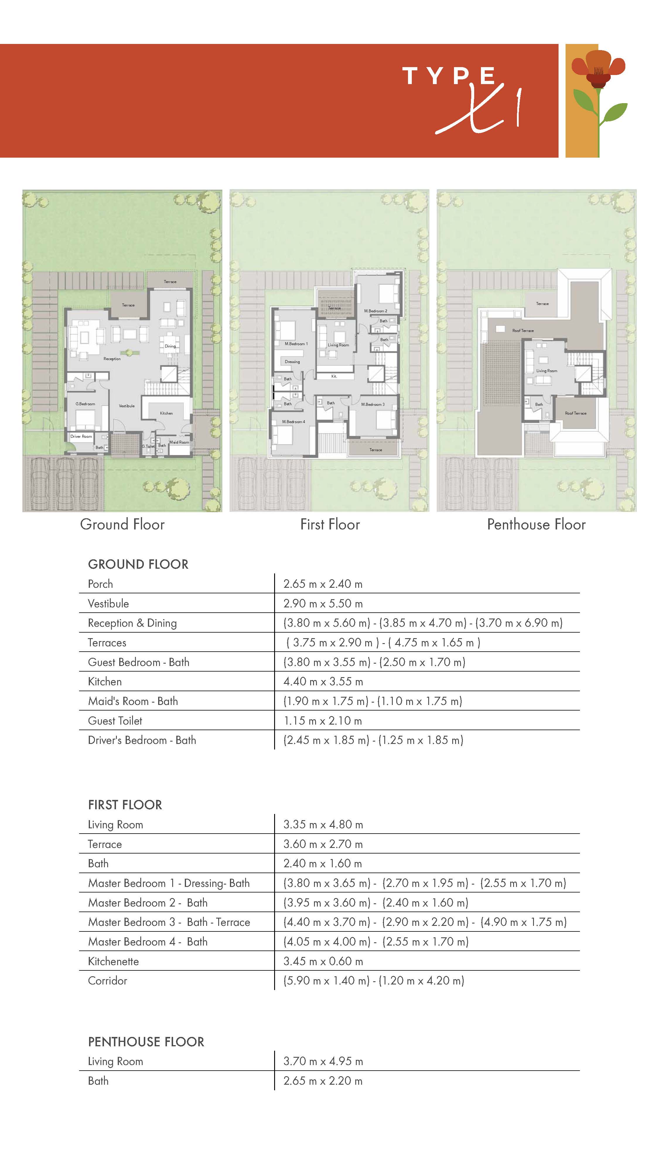 Floor plan for villa at Badya