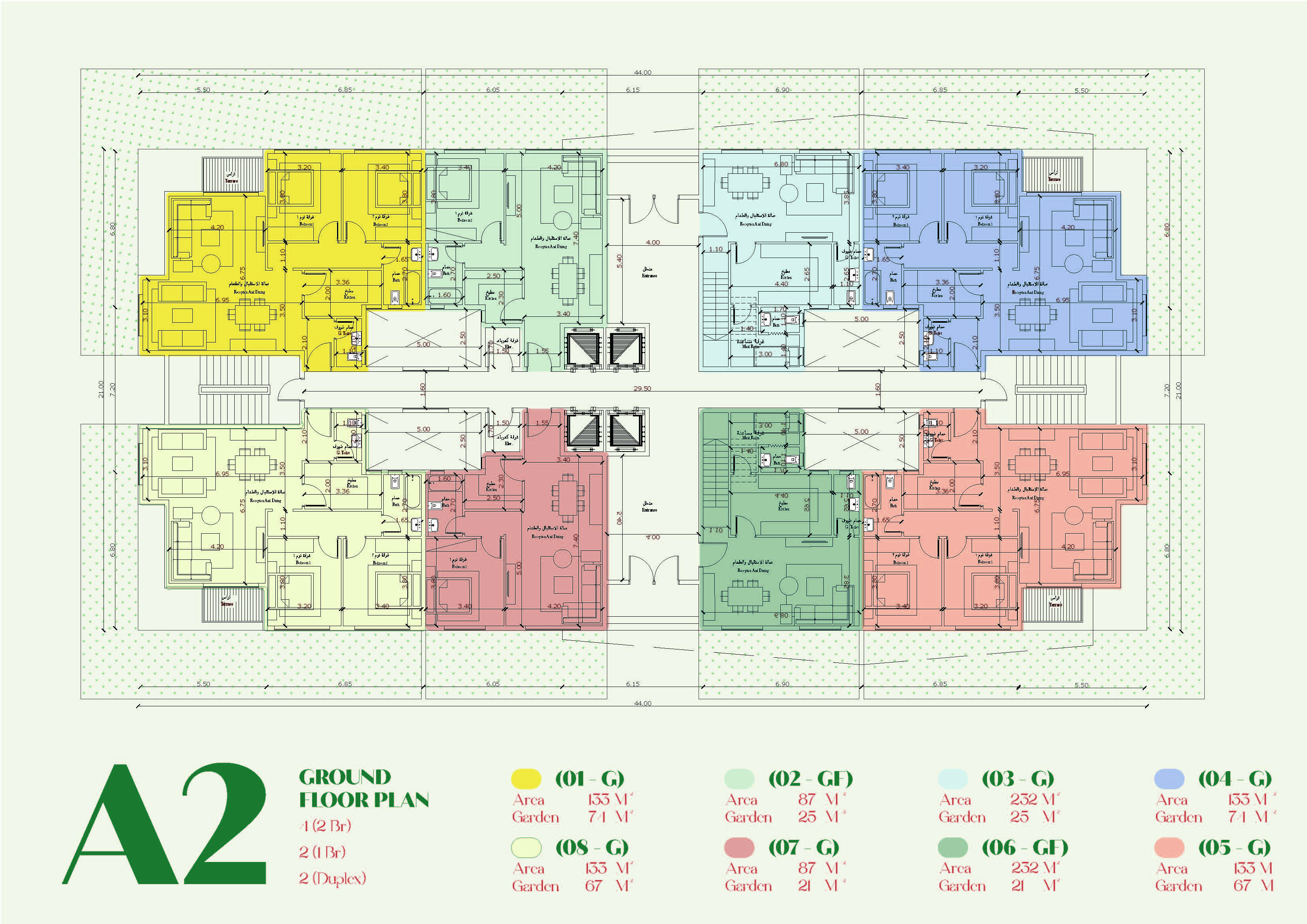 Floor plan for duplex at Belva