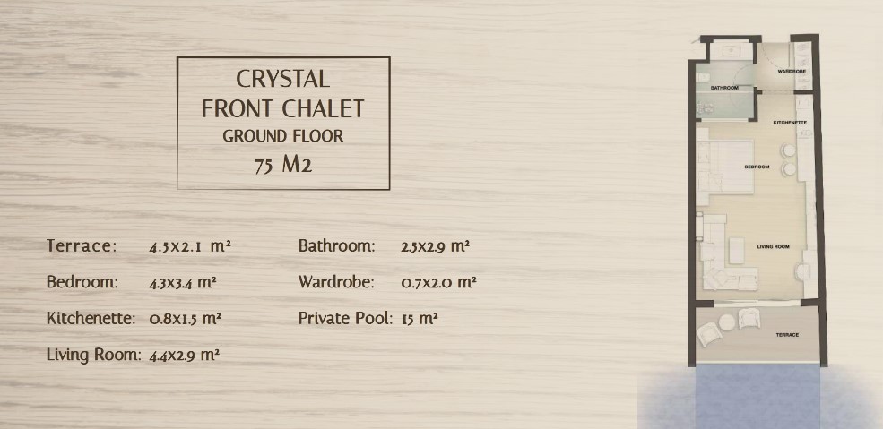 Floor plan for studio at Bayside