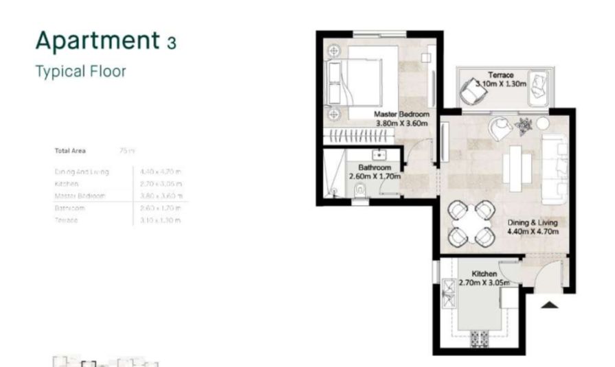 Floor plan for studio at Hyde Park