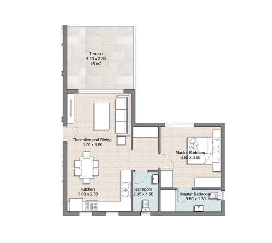 Floor plan for studio at Hyde Park North - Seashore