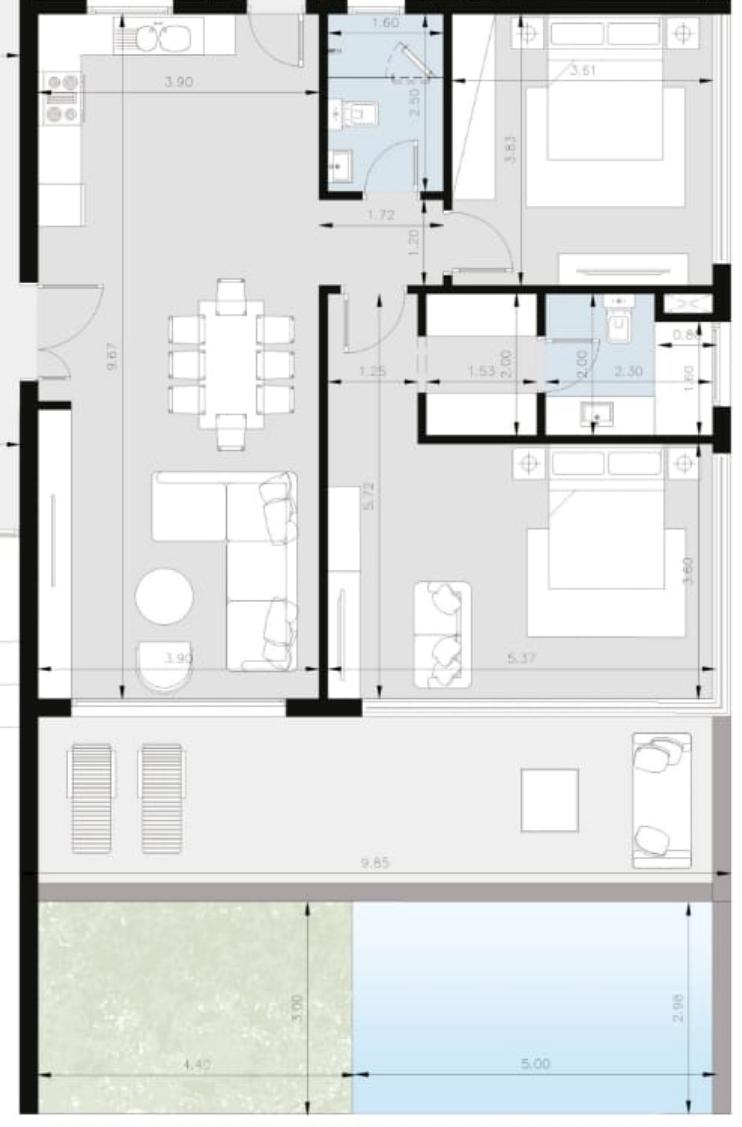 Floor plan for apartment at Lake view Residence 2