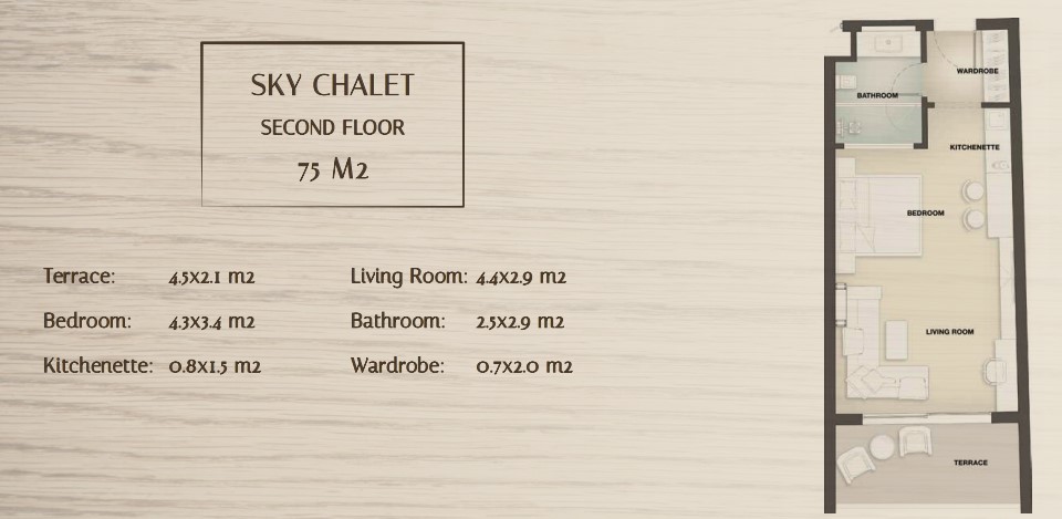 Floor plan for studio at Bayside