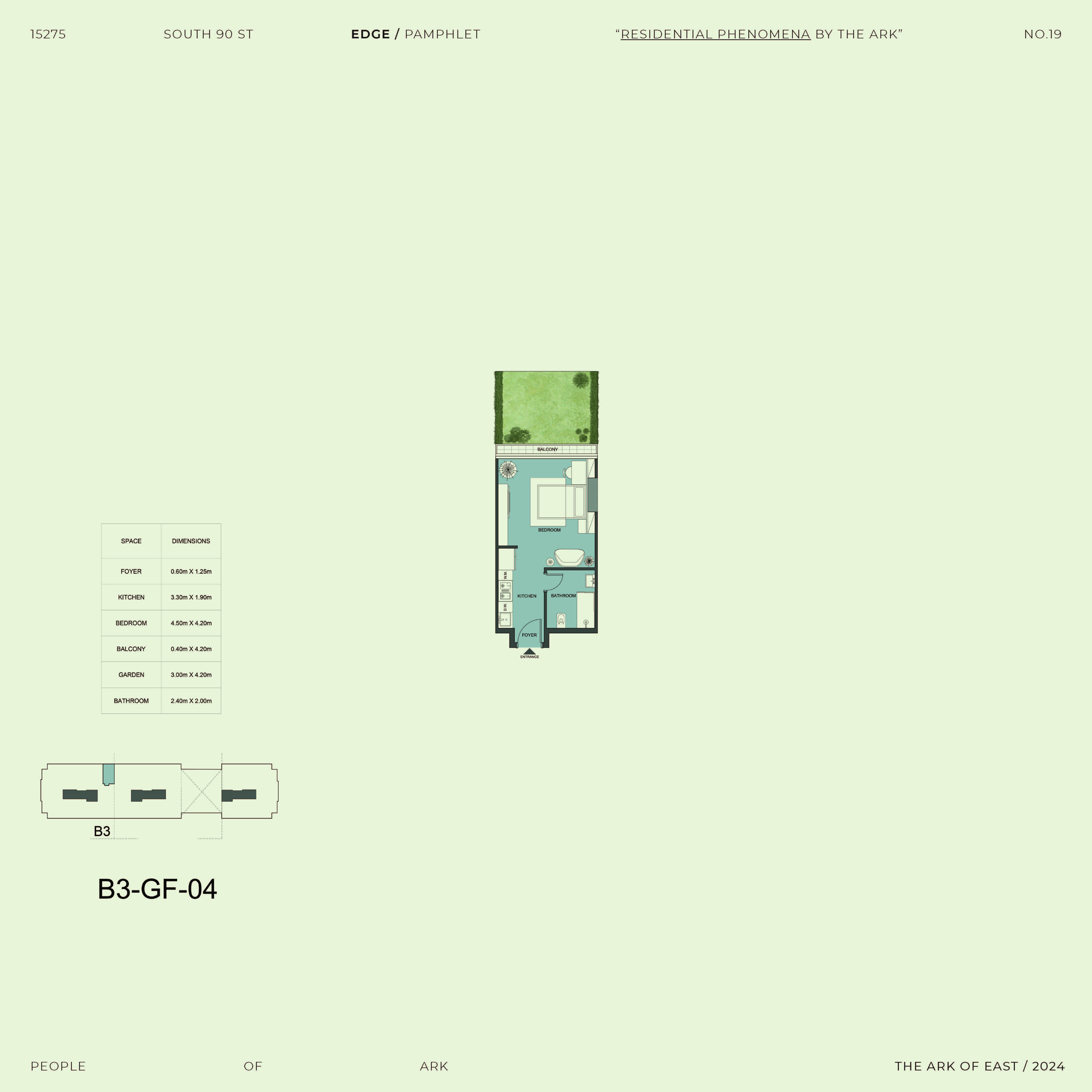 Floor plan for studio at Edge