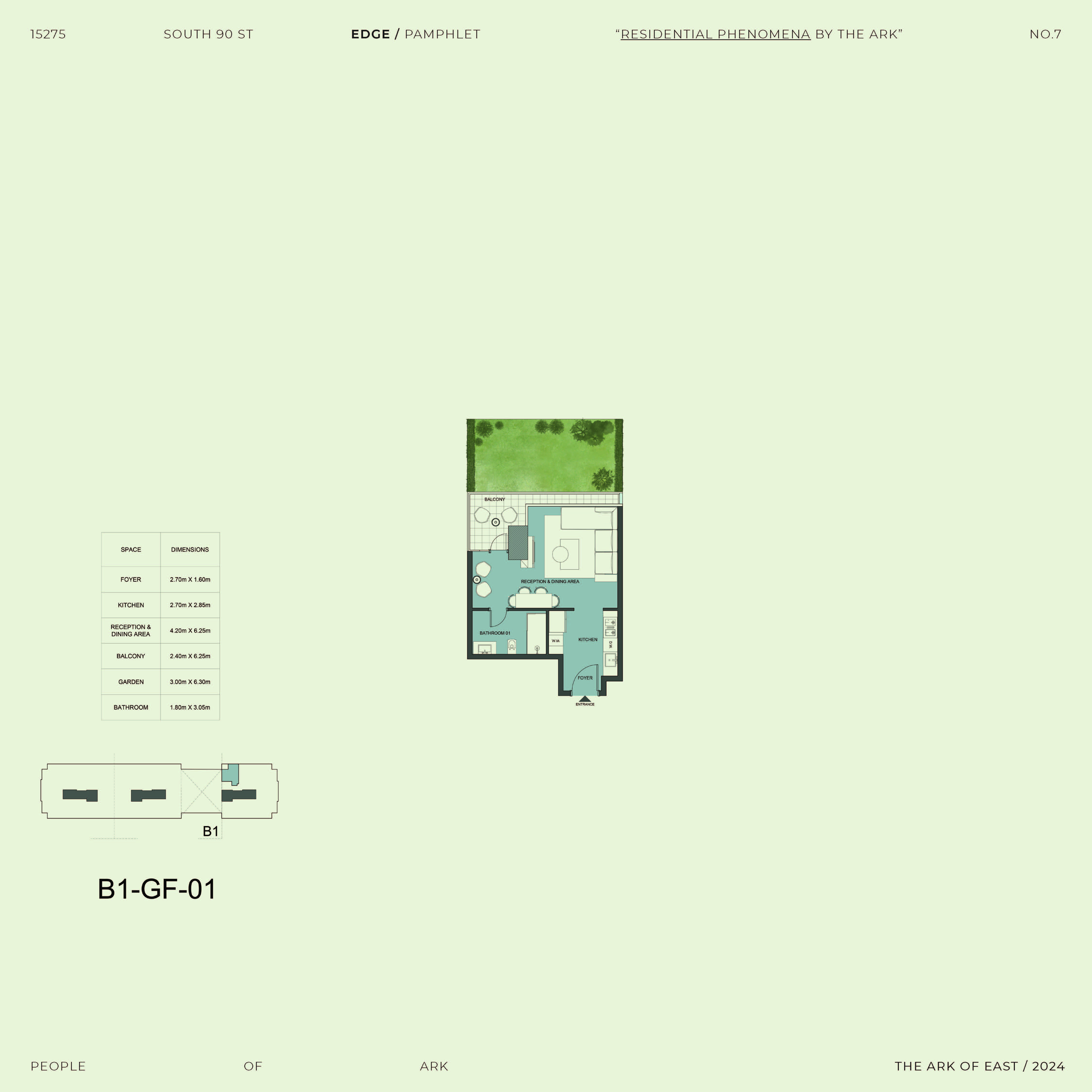 Floor plan for studio at Edge