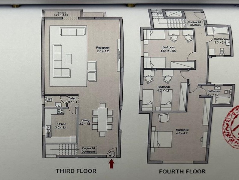 Floor plan for duplex at Taj City