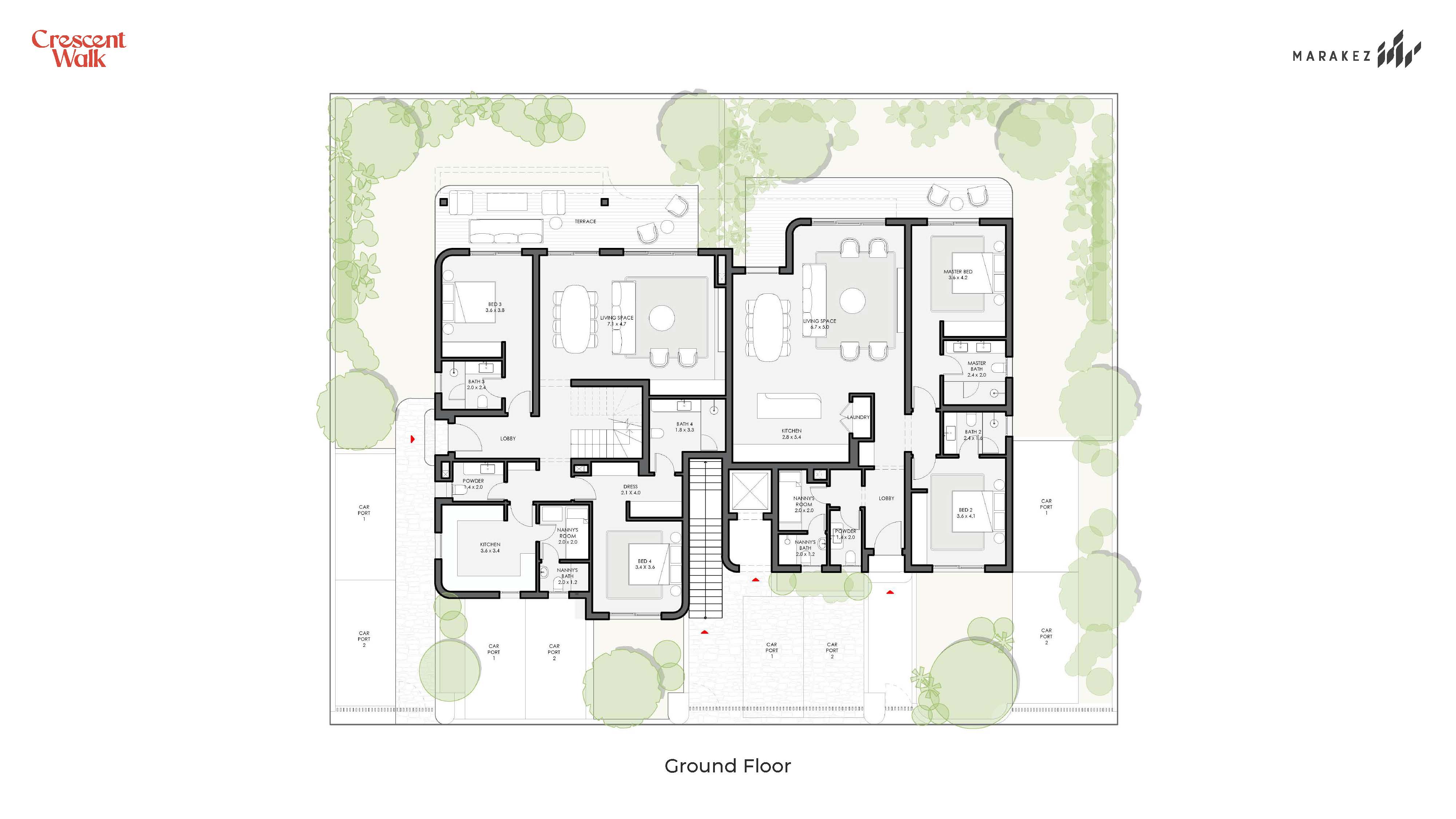 Floor plan for apartment at Crescent Walk