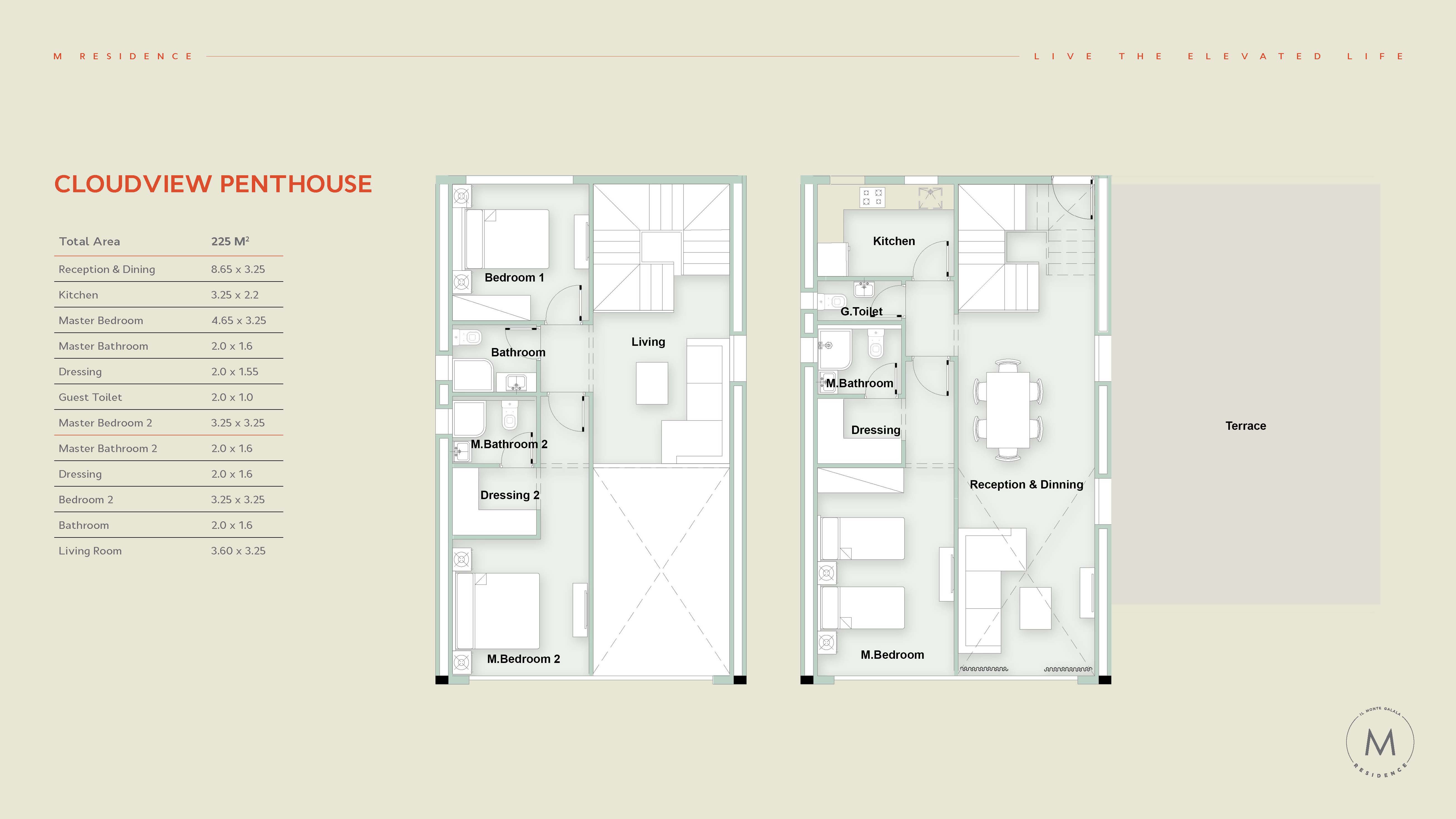 Floor plan for duplex at Il Monte Galala
