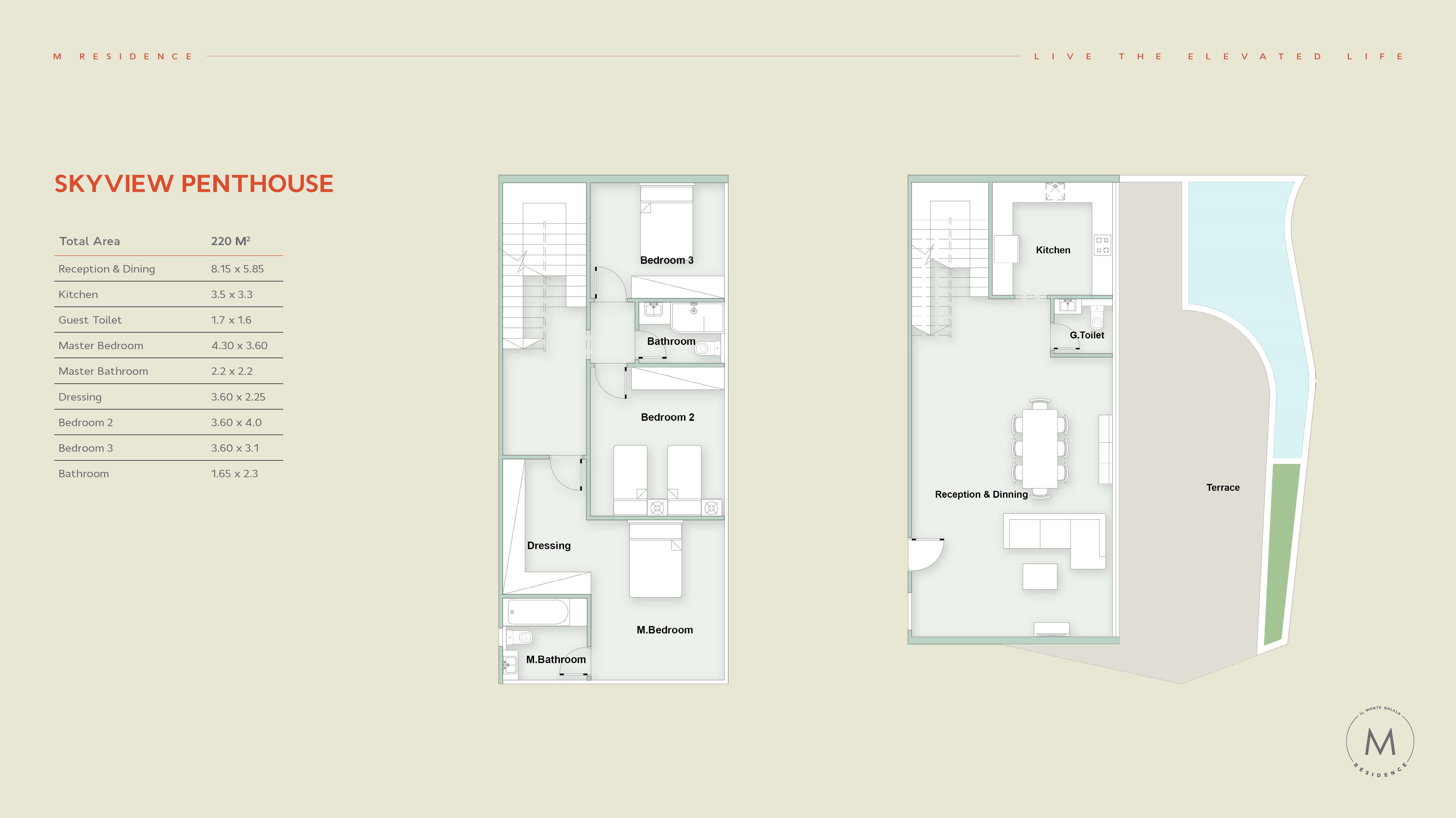 Floor plan for duplex at Il Monte Galala