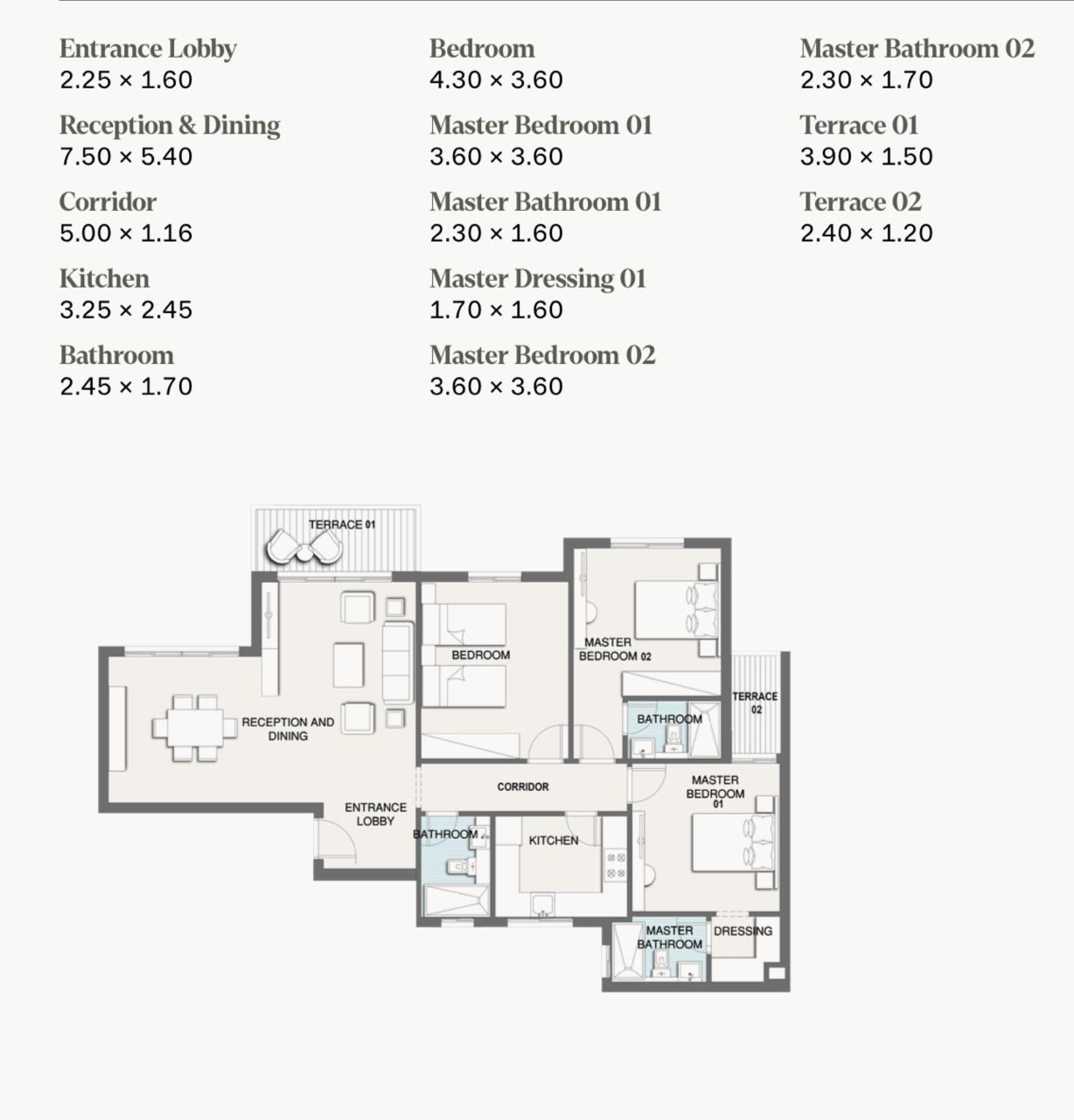 Floor plan for apartment at Telal East