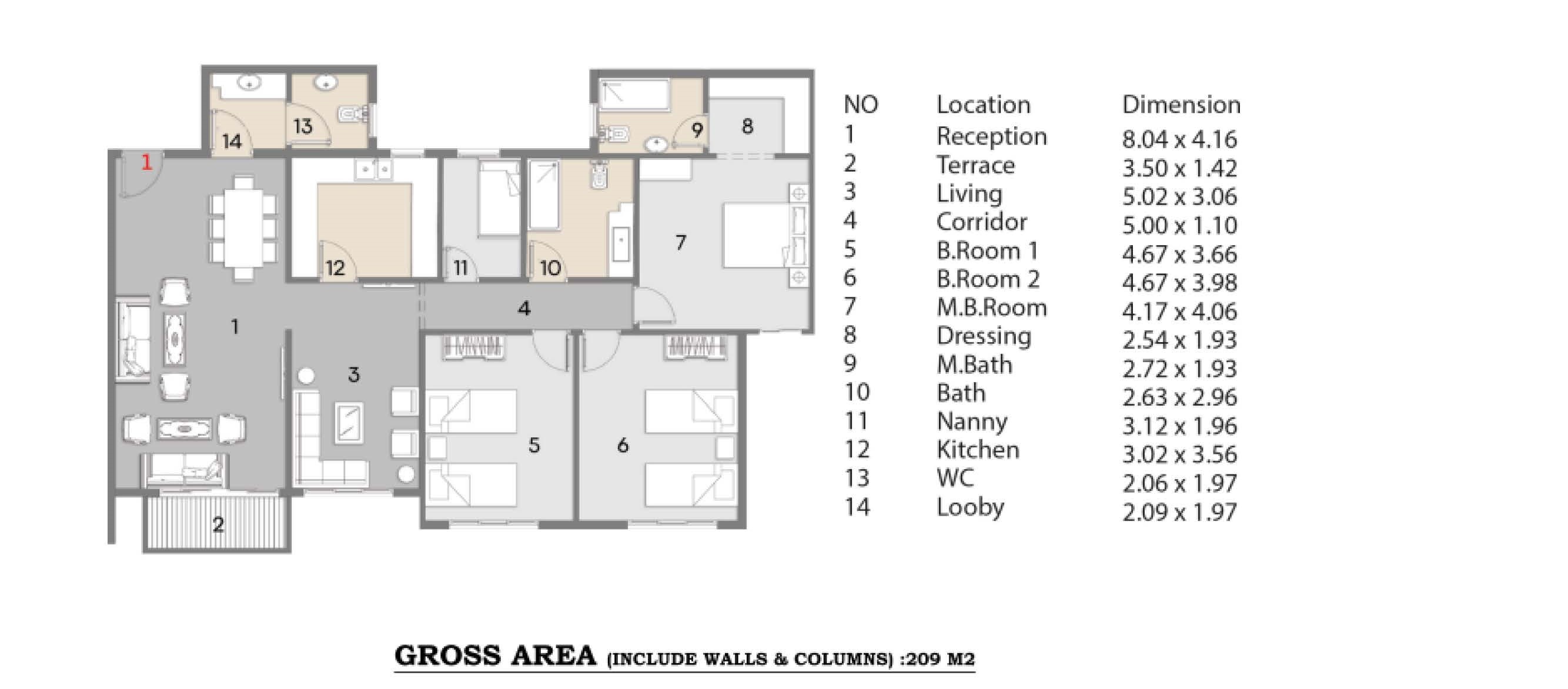 Floor plan for apartment at Valencia Valley