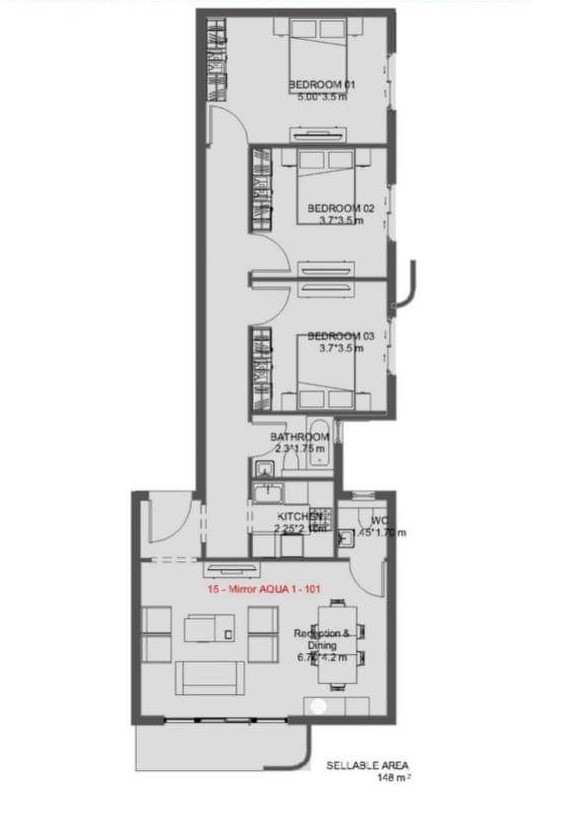 Floor plan for apartment at Lumia Residence- New Capital