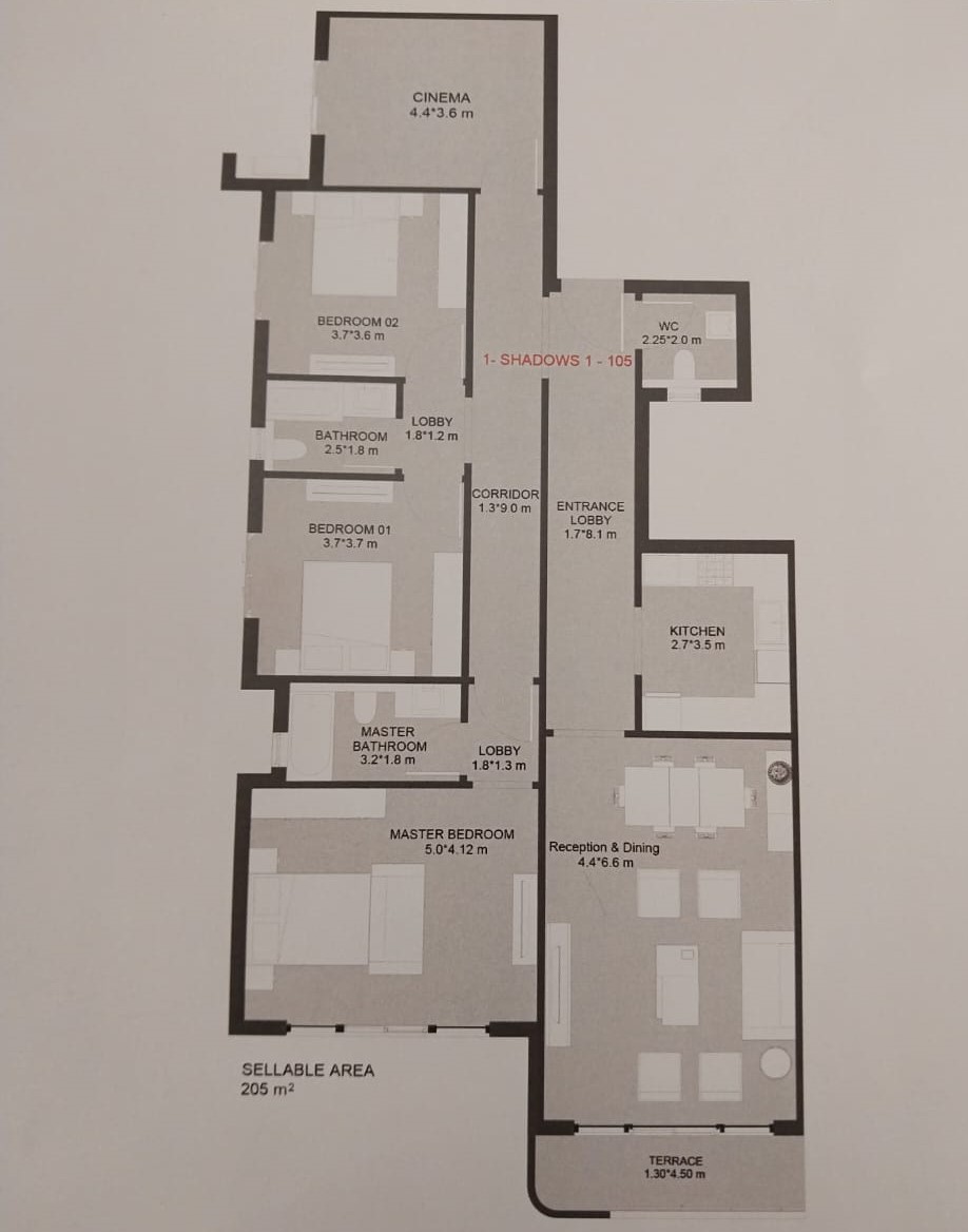 Floor plan for apartment at Lumia Residence- New Capital