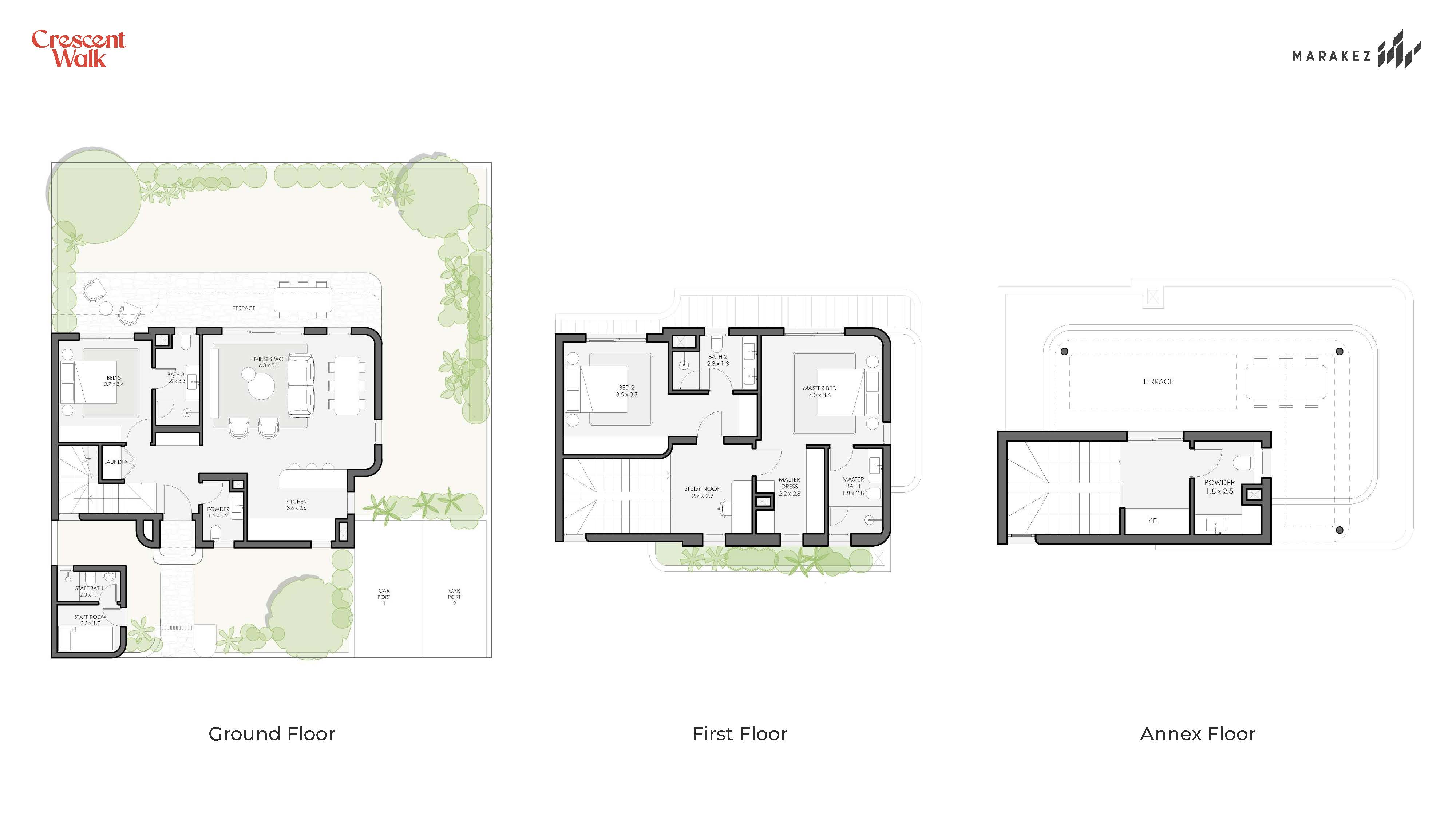 Floor plan for villa at Crescent Walk