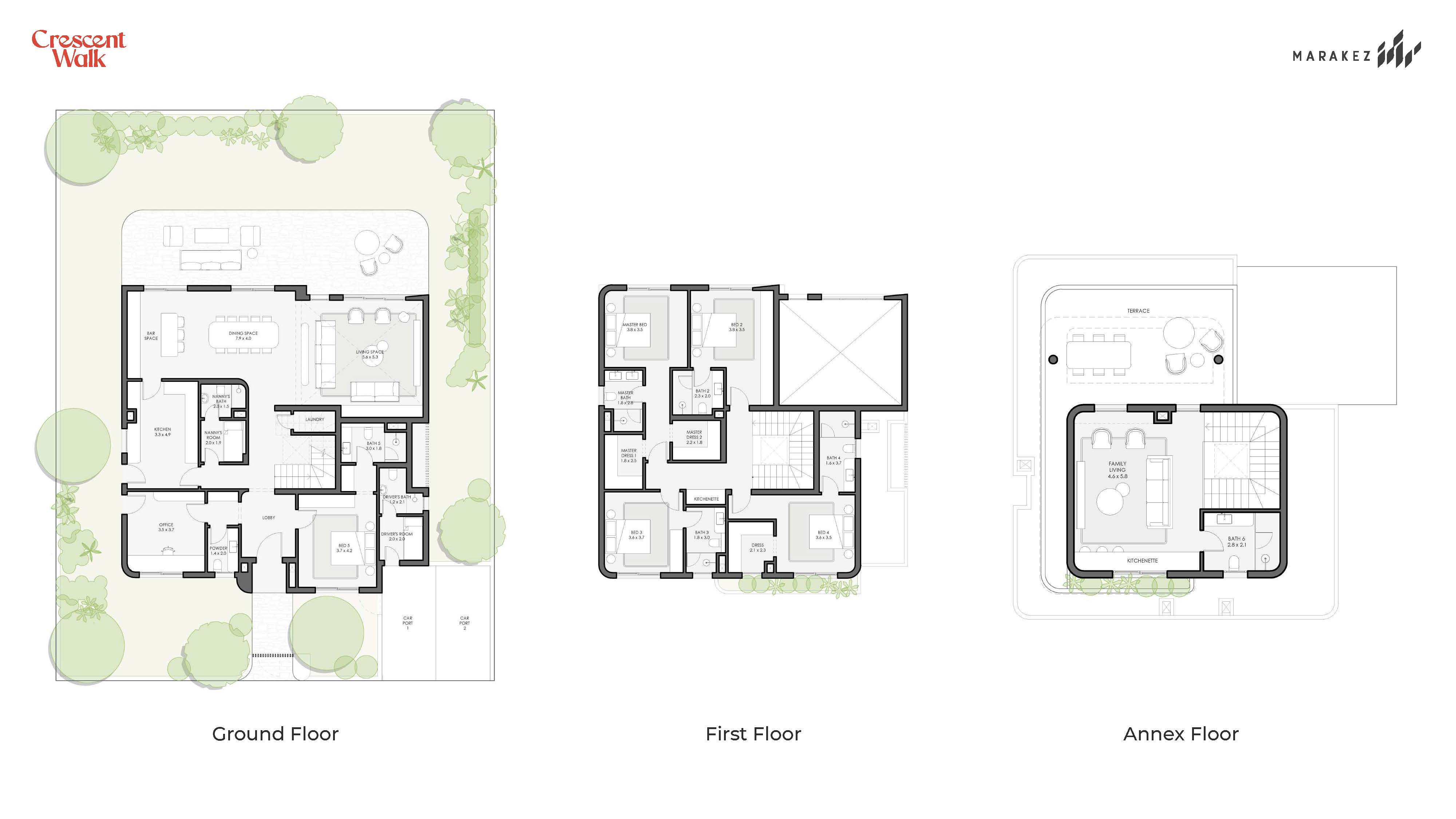 Floor plan for villa at Crescent Walk