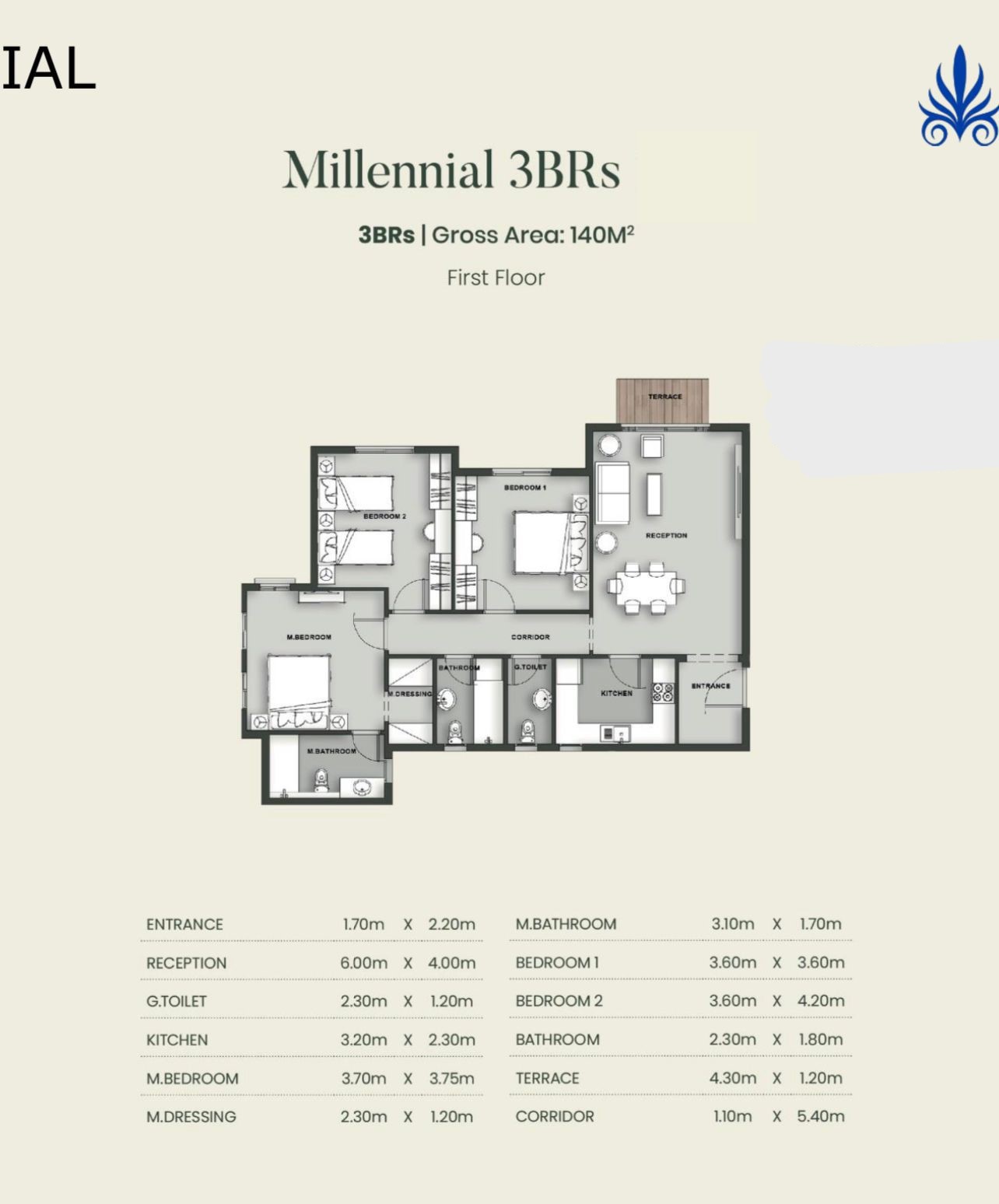Floor plan for apartment at Aliva Mountain View Mostakbal City