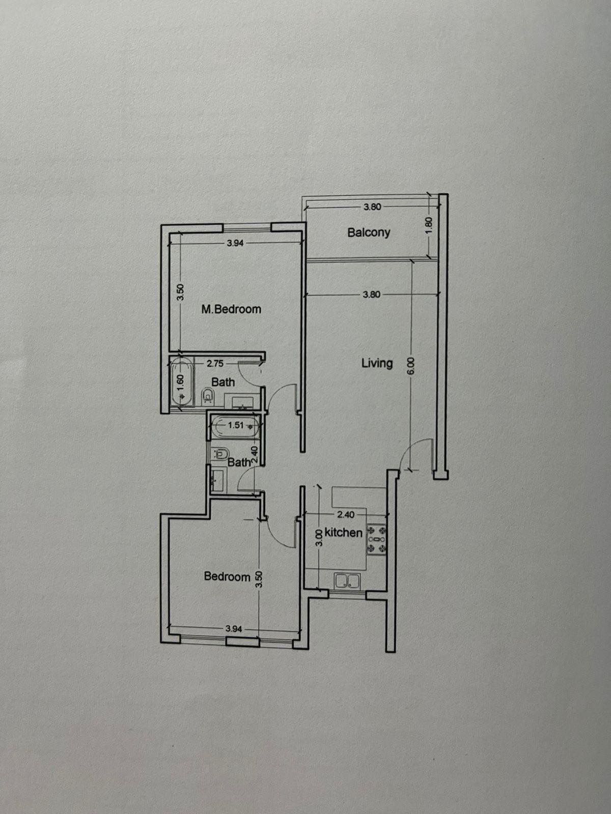 Floor plan for chalet at Cali Coast Ras El Hekma
