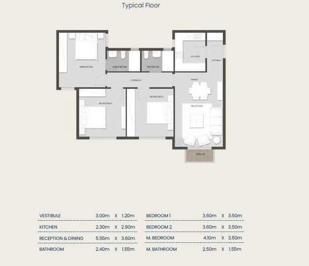 Floor plan for apartment at Aliva Mountain View Mostakbal City