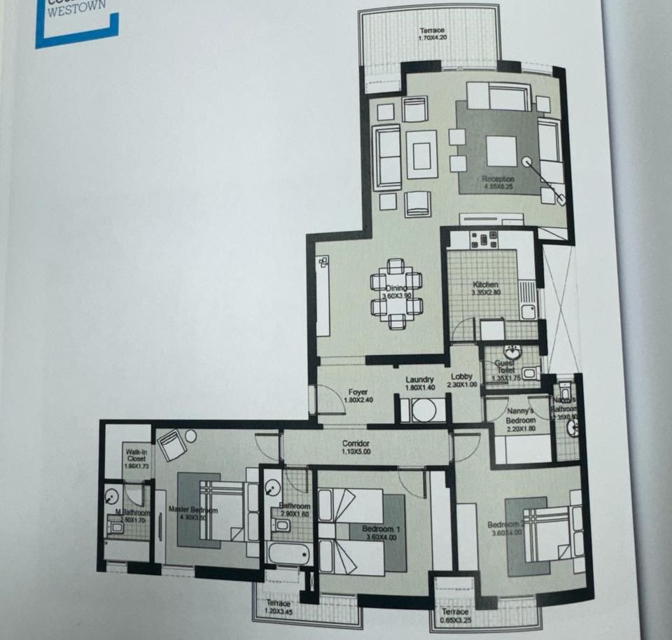 Floor plan for apartment at The Courtyards