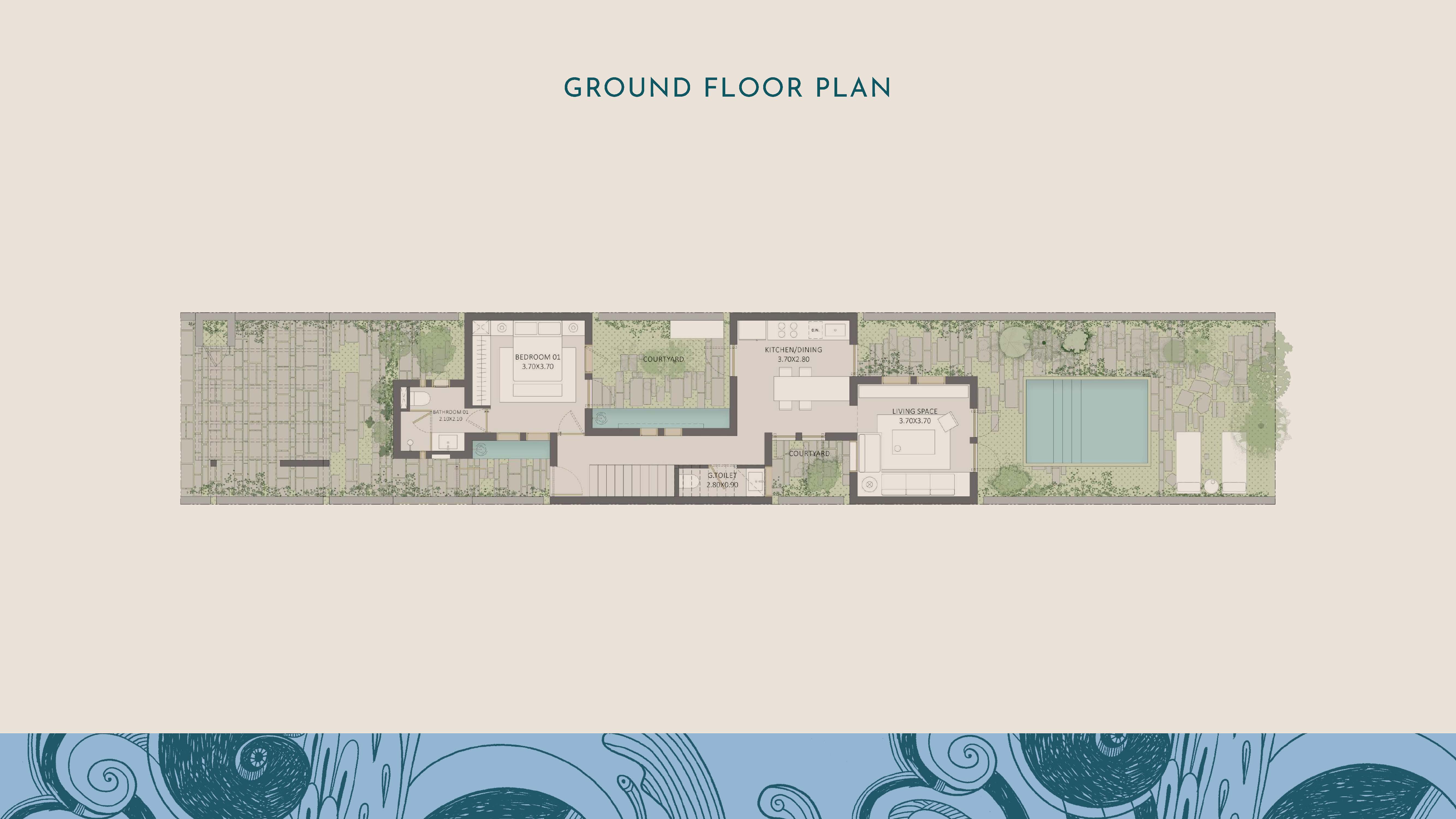 Floor plan for townhouse at Tuban El Gouna