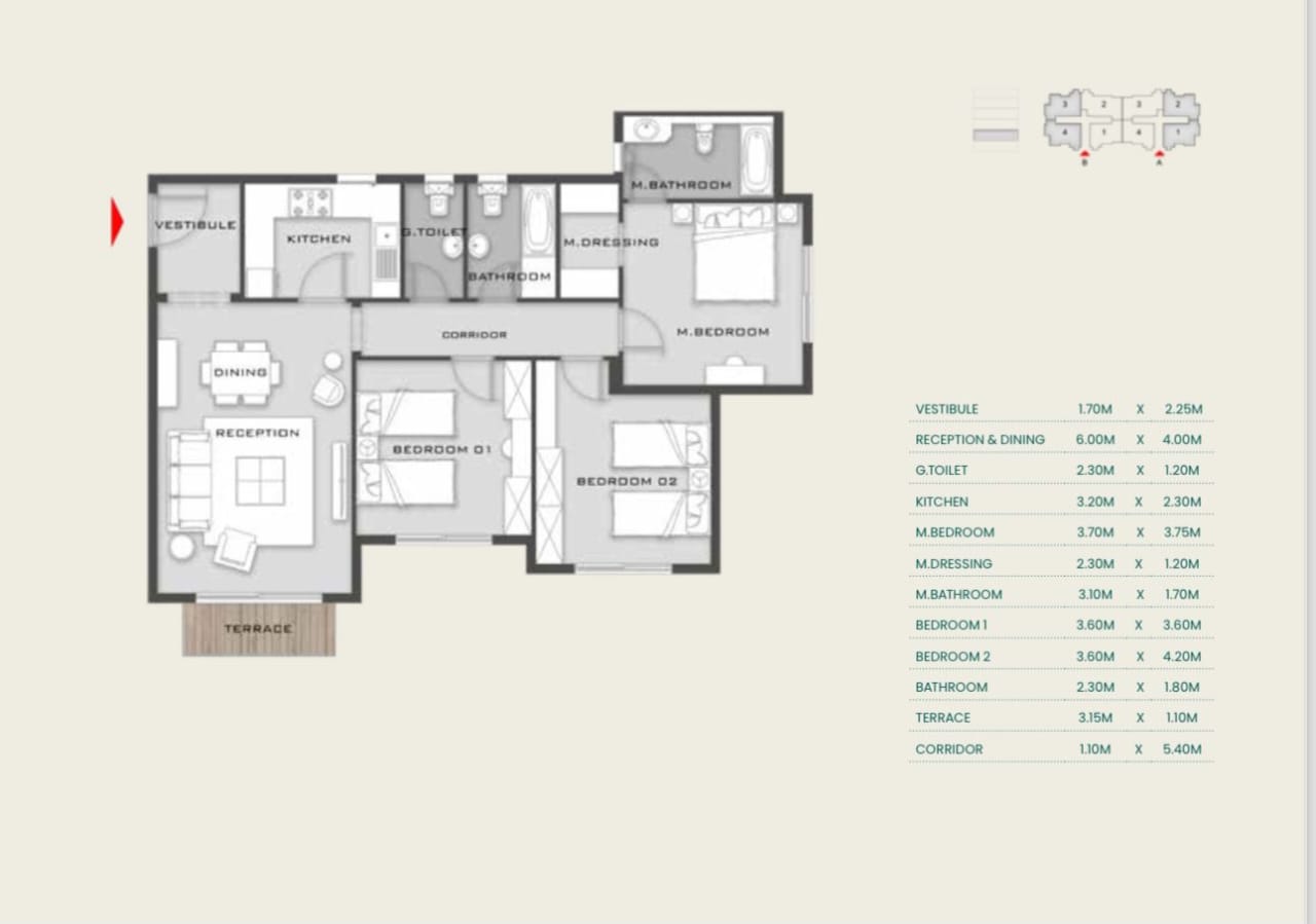 Floor plan for apartment at Aliva Mountain View Mostakbal City