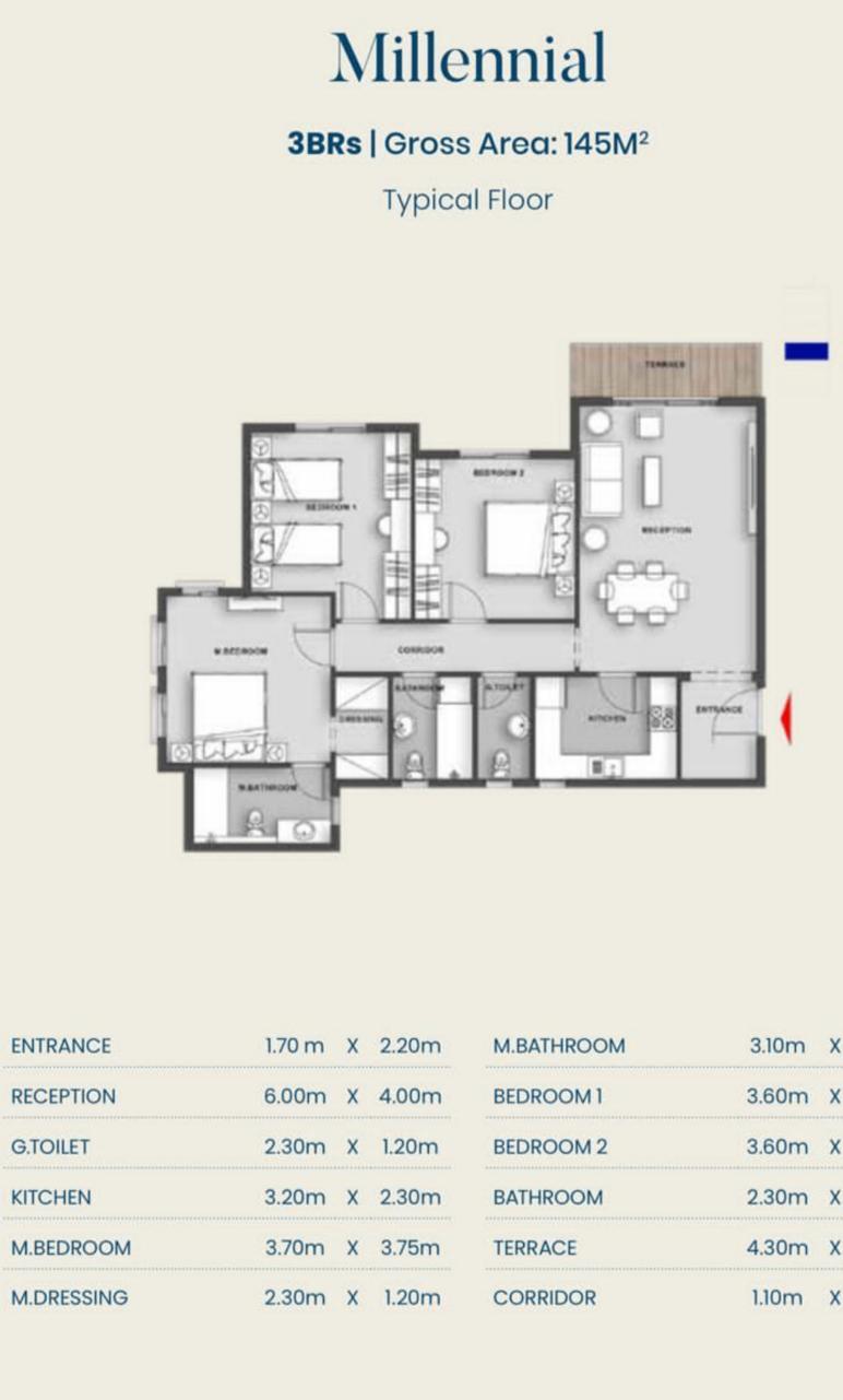 Floor plan for apartment at Aliva Mountain View Mostakbal City