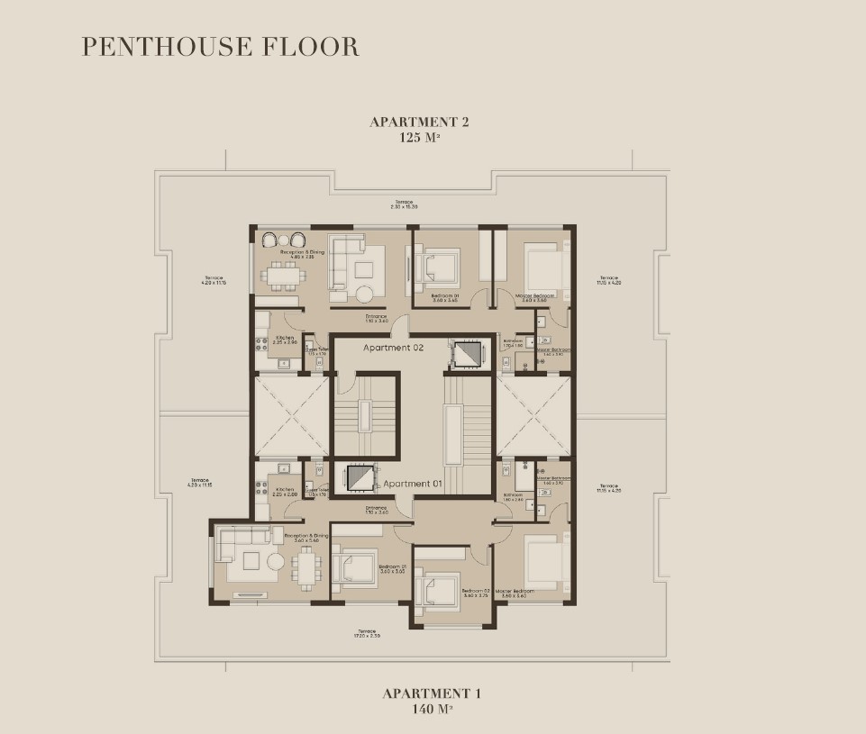 Floor plan for penthouse at The Crest