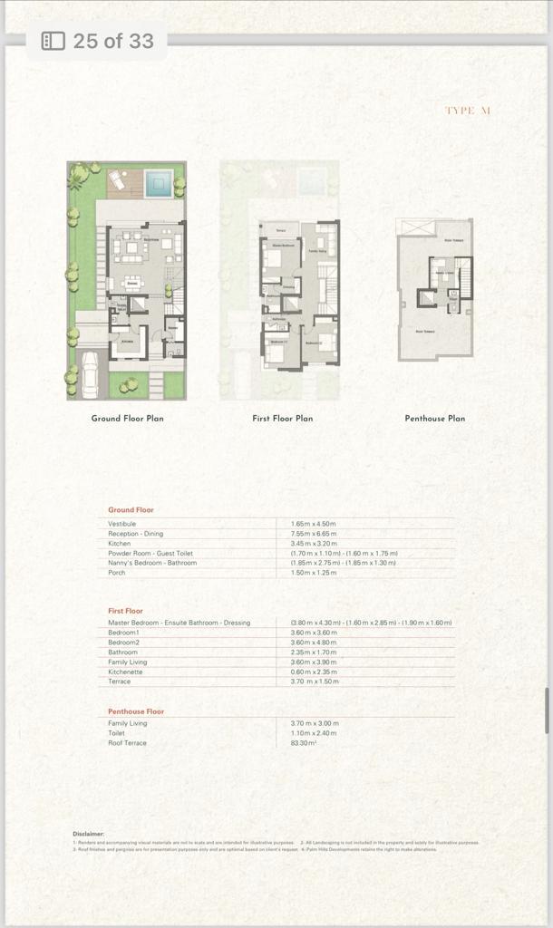 Floor plan for villa at Palm Hills New Cairo