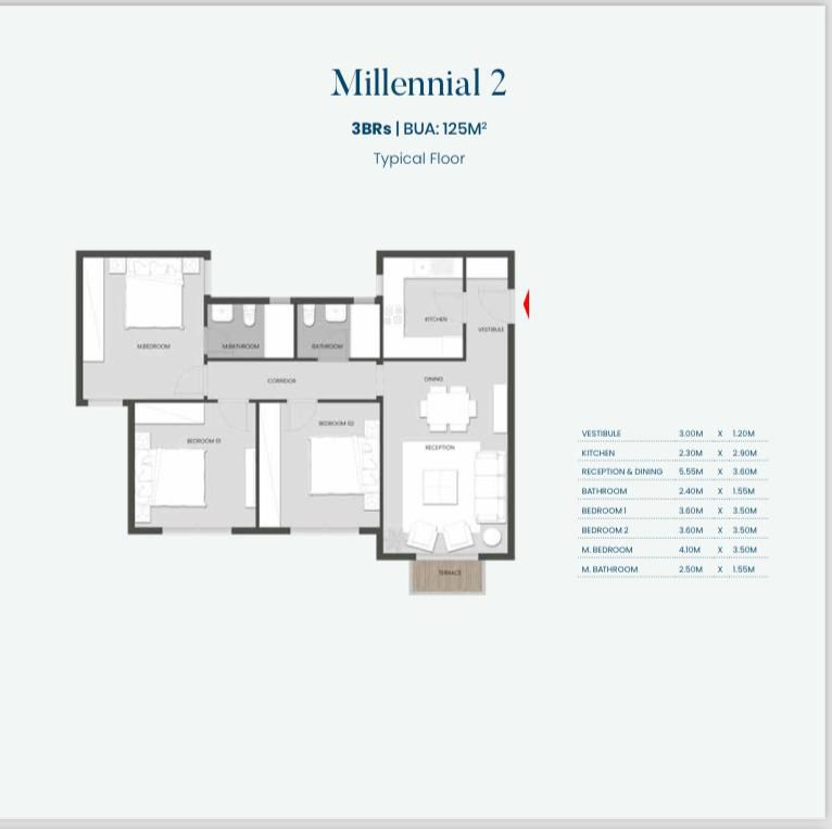 Floor plan for apartment at Aliva Mountain View Mostakbal City
