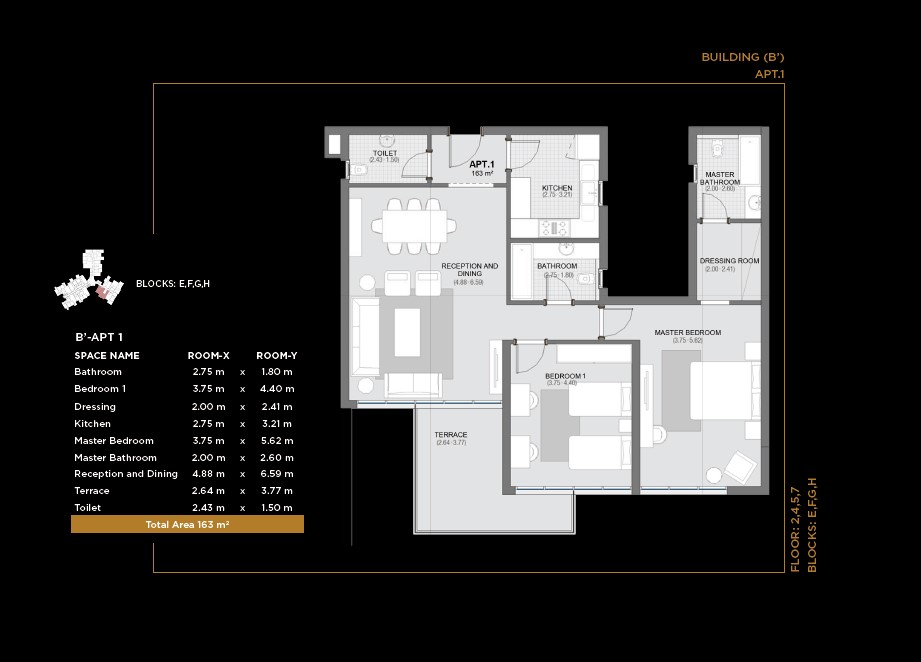 Floor plan for apartment at The Capitalway
