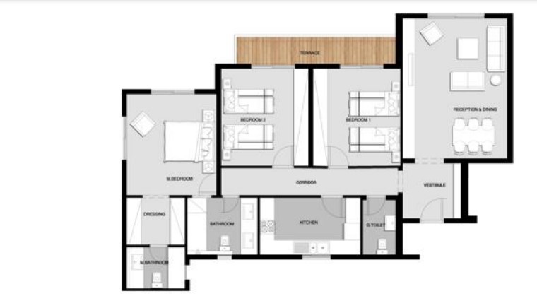Floor plan for apartment at Lagoon Beach Park Mountain View I City New Cairo