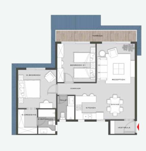 Floor plan for apartment at Aliva Mountain View Mostakbal City
