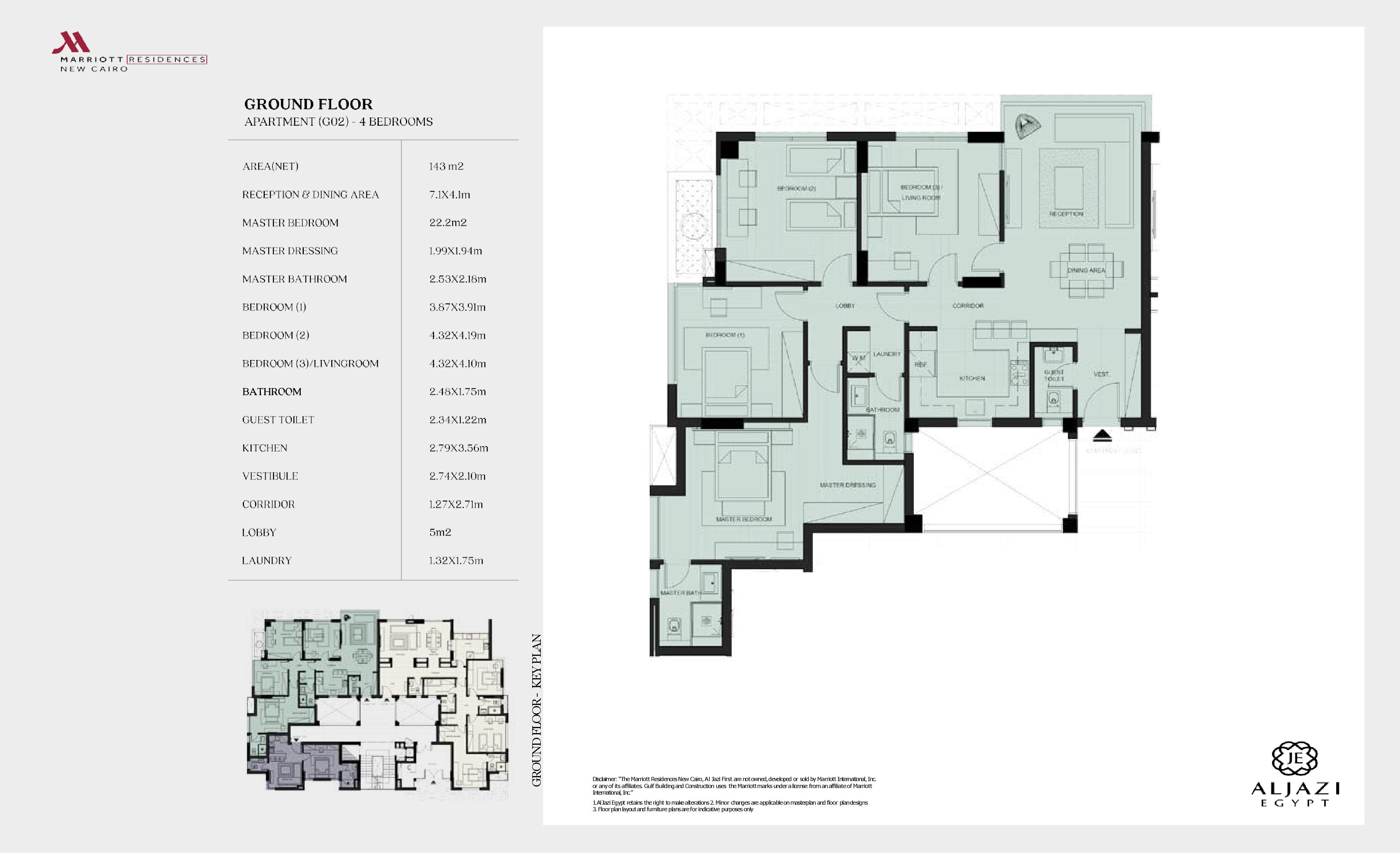 Floor plan for apartment at Al Jazi First Marriott Residences