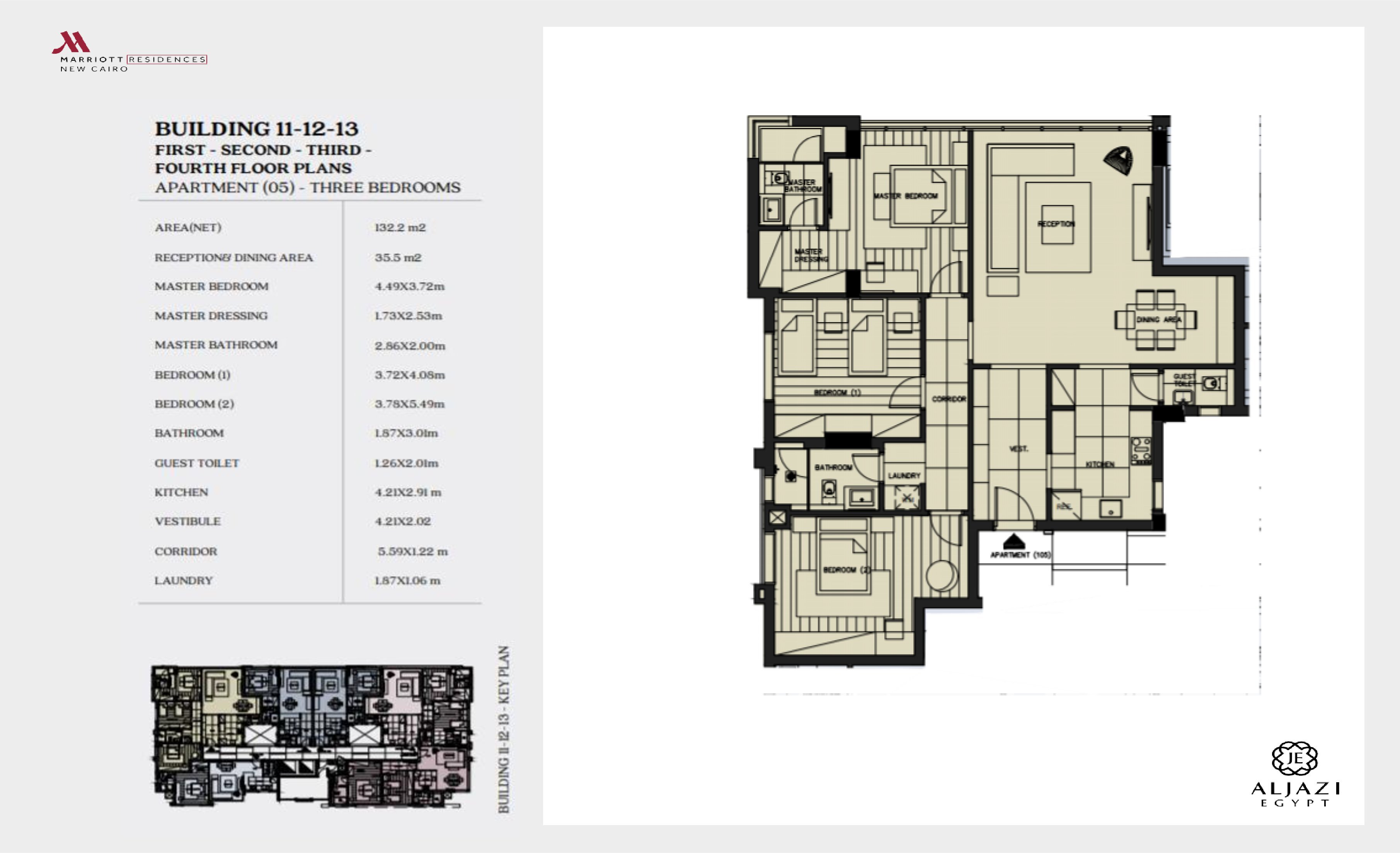Floor plan for apartment at Al Jazi First Marriott Residences
