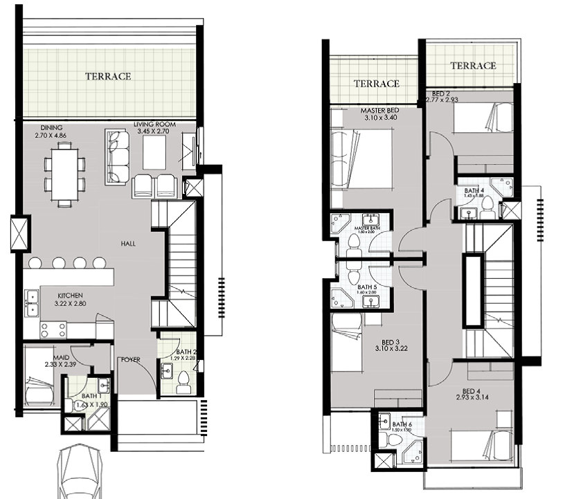 Floor plan for townhouse at Smeralda Bay Sidi Heneish -Sbay
