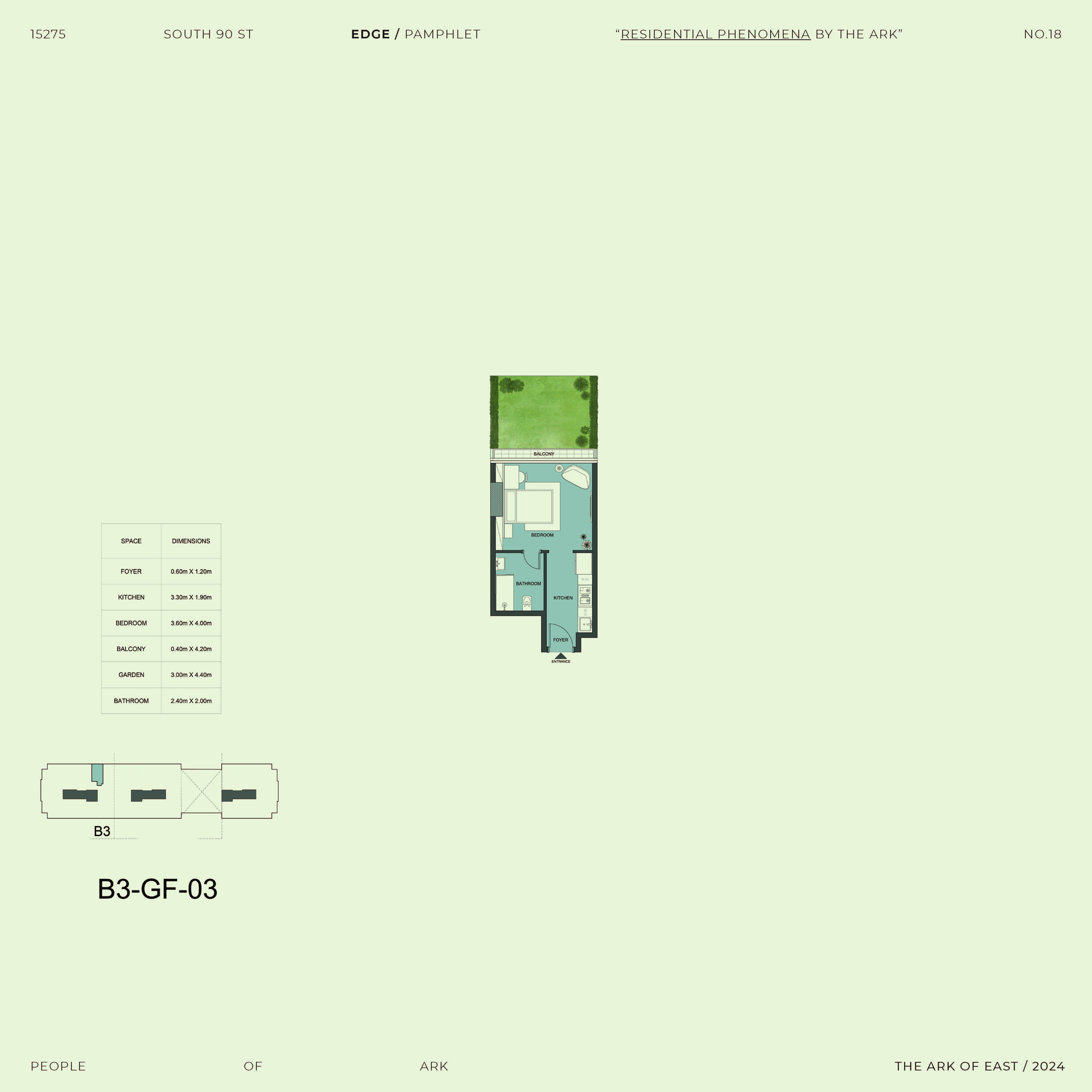 Floor plan for studio at Edge