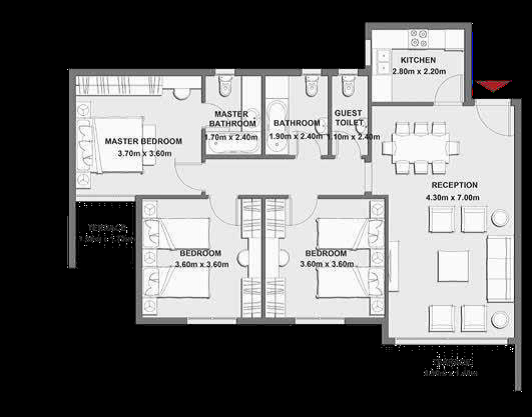 Floor plan for apartment at Il Bosco New Capital