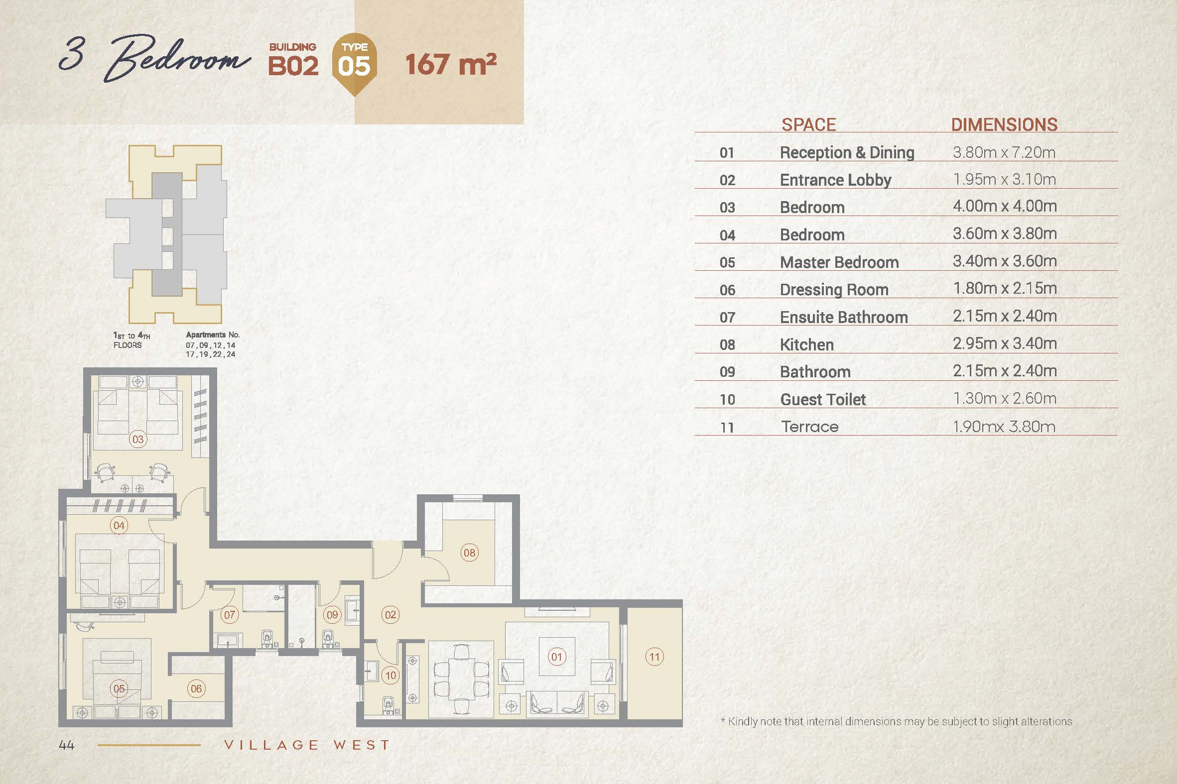 Floor plan for apartment at Village West