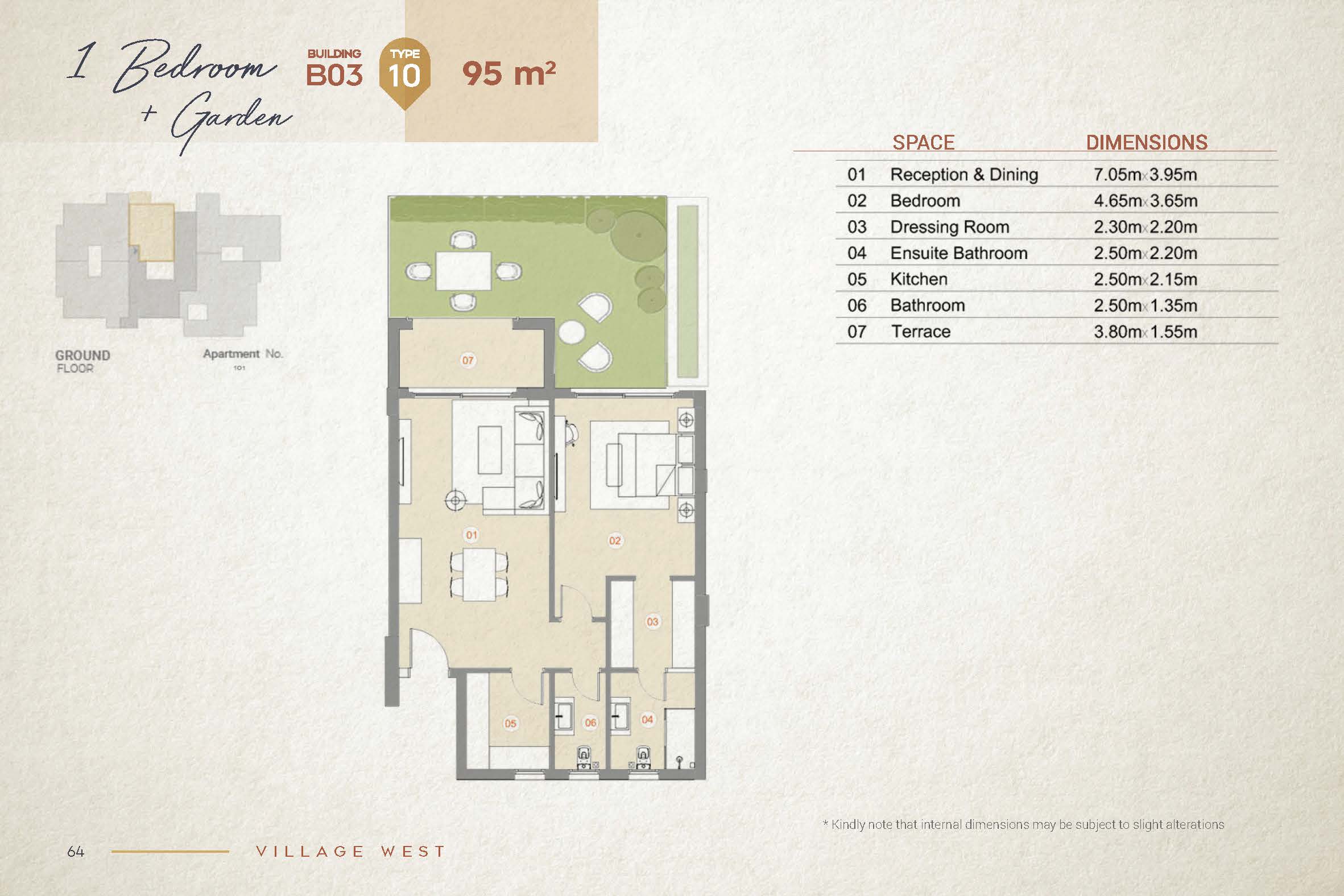 Floor plan for apartment at Village West