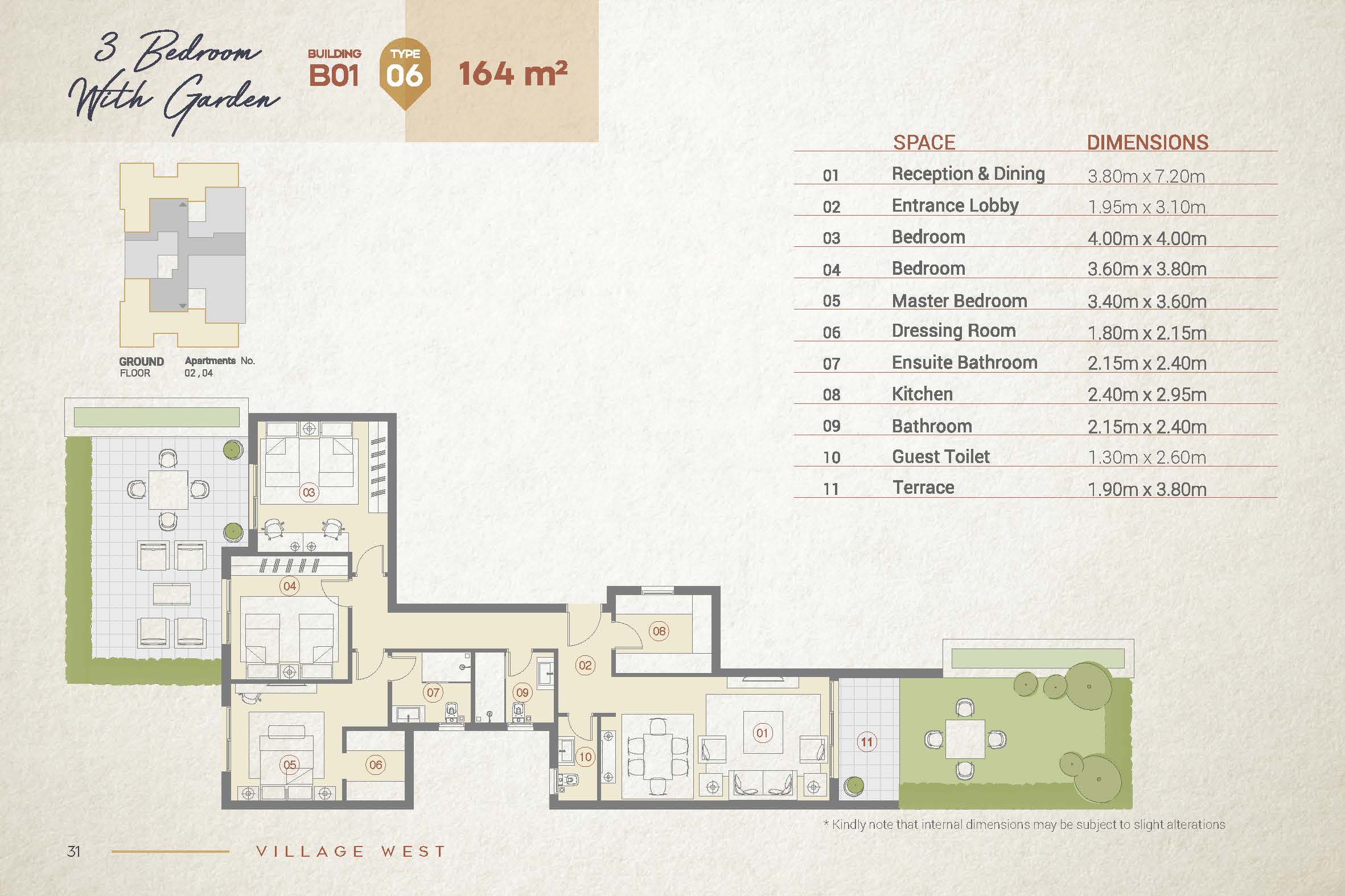 Floor plan for apartment at Village West
