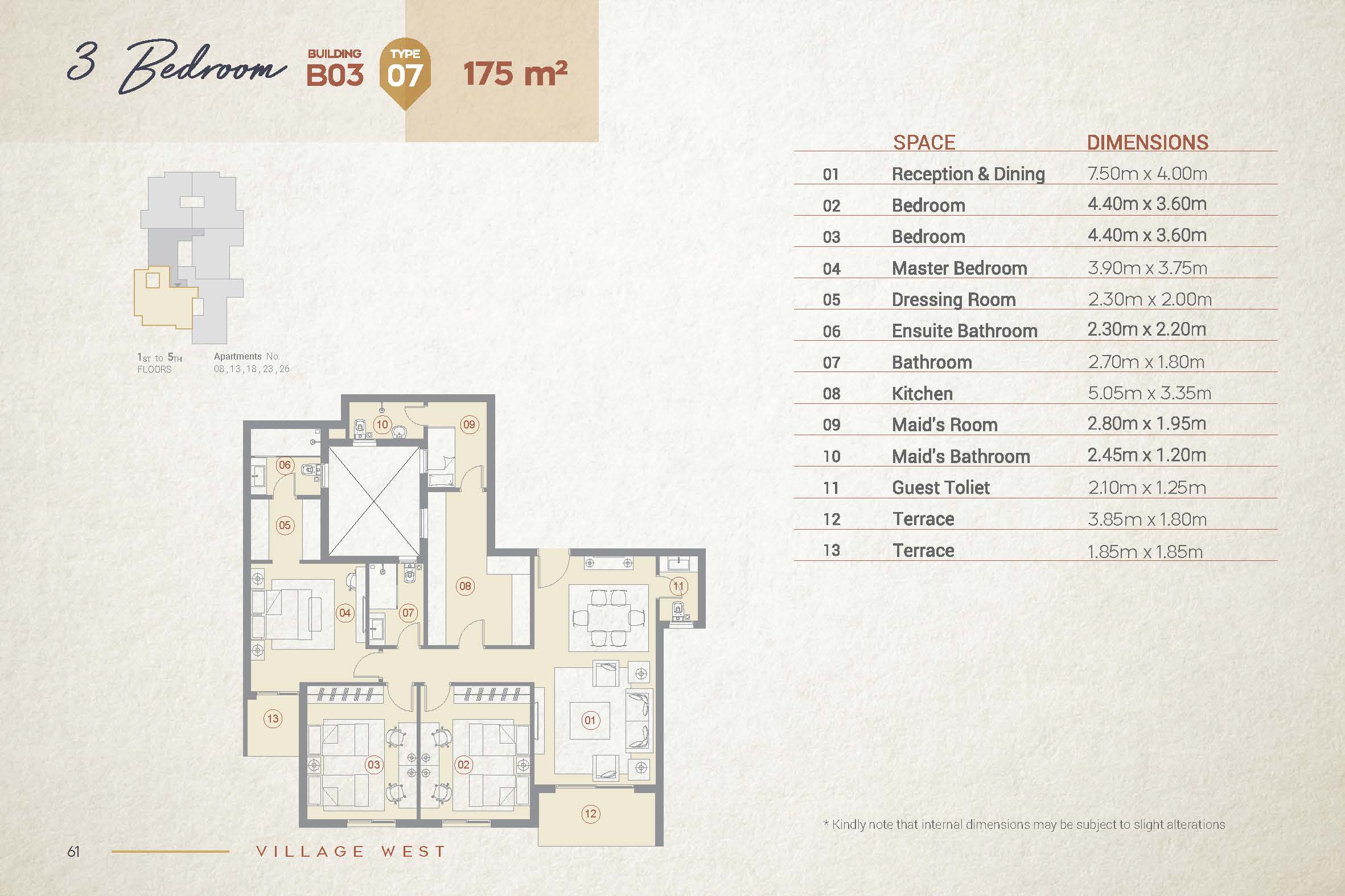 Floor plan for apartment at Village West