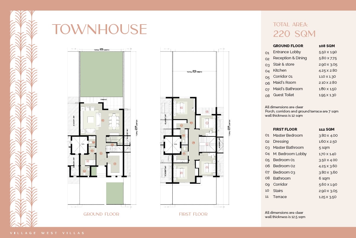 Floor plan for townhouse at Village West