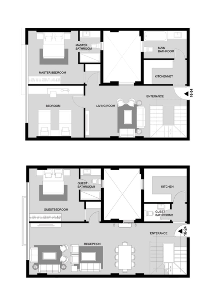 Floor plan for duplex at Sun Capital